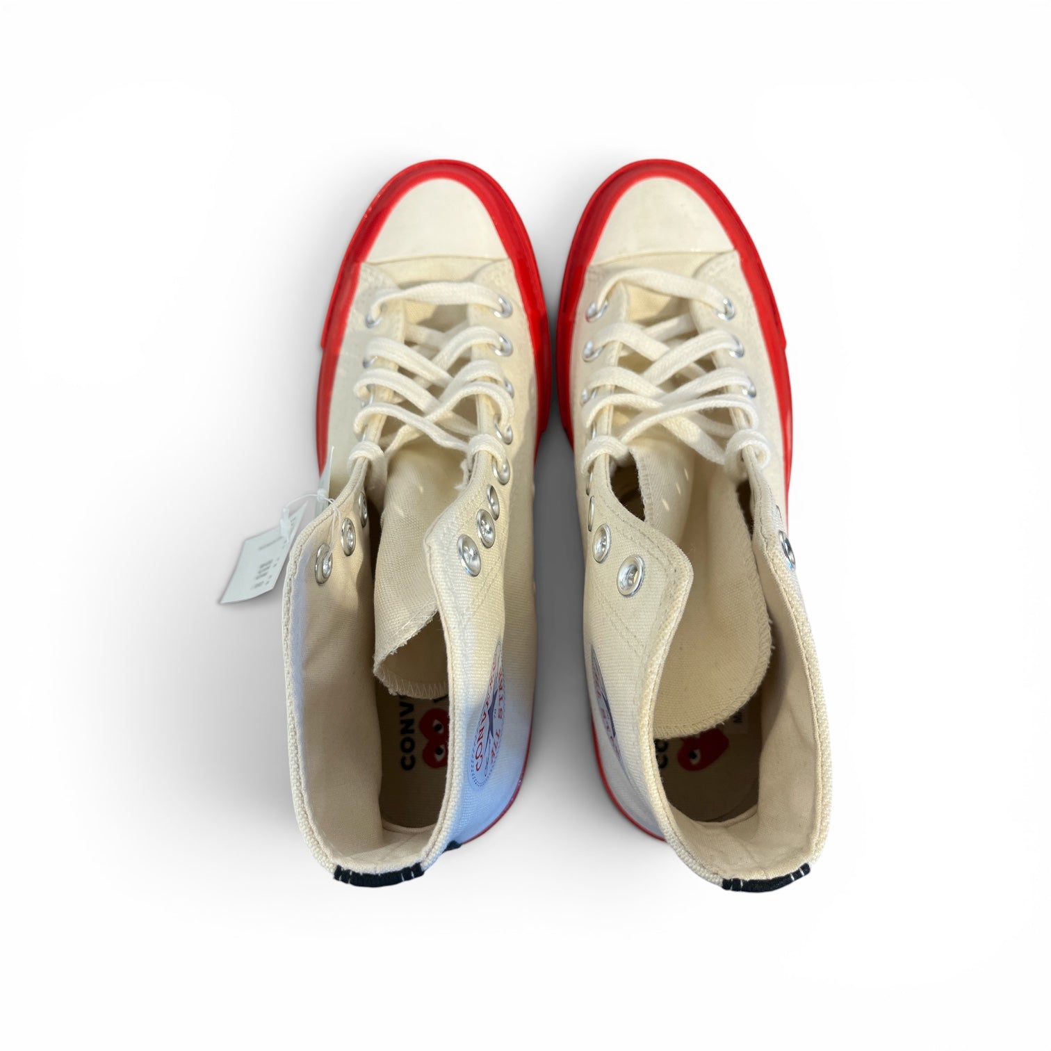 CONVERSE/PLAY COMME des GARCONS/Hi-Sneakers/US 7/CRM/red sole heart shoe view 3