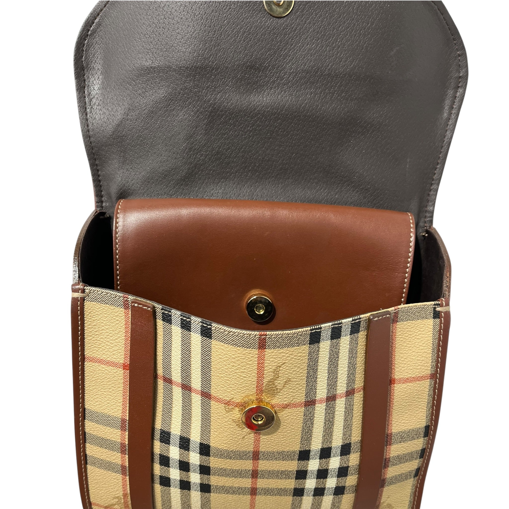 BURBERRY/Backpack/Plaid/Leather/BRW/2 STRAP BUCKLE SNAP CLOSURE view 4