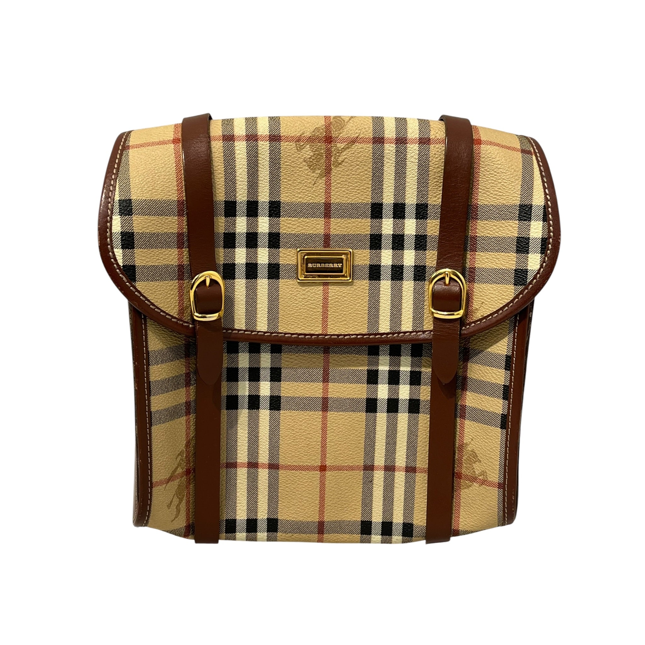 BURBERRY/Backpack/Plaid/Leather/BRW/2 STRAP BUCKLE SNAP CLOSURE view 1