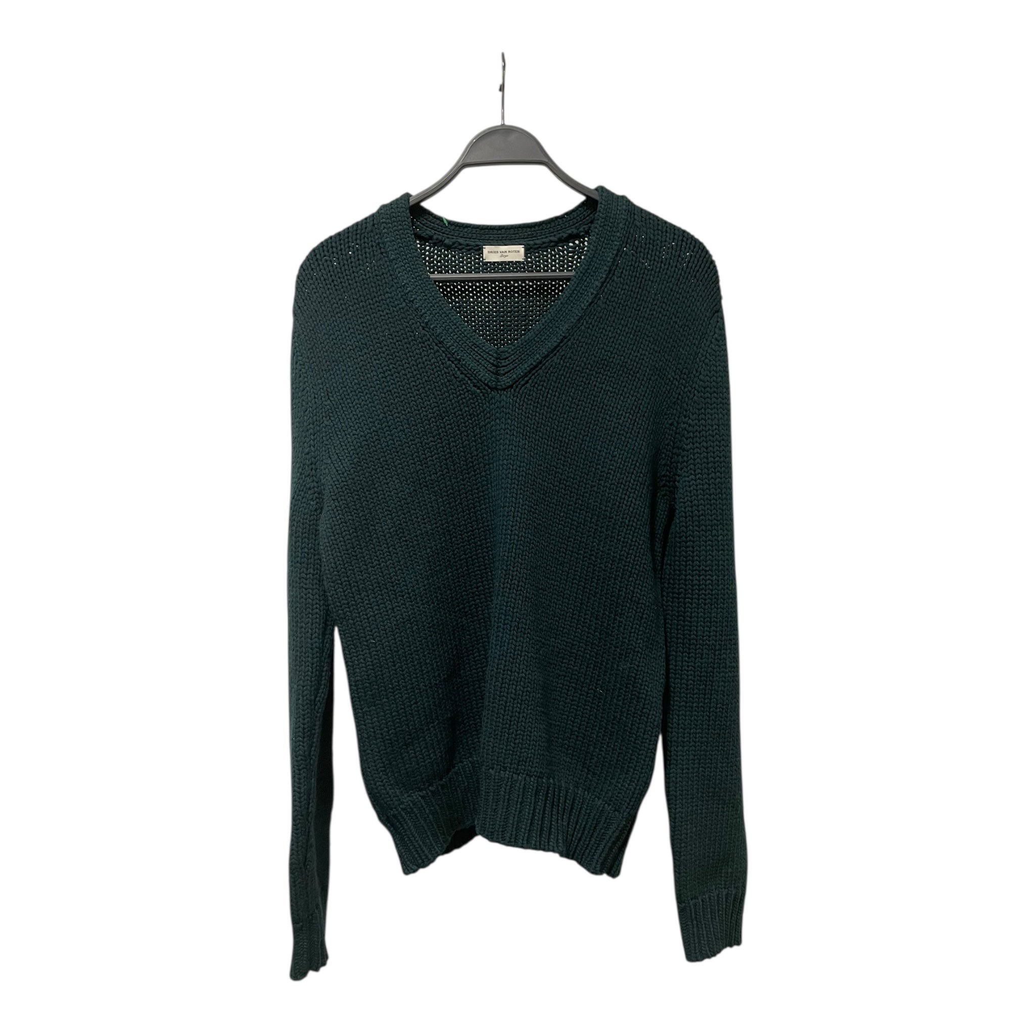 DRIES VAN NOTEN/Heavy Sweater/L/Wool/GRN/KNIT V NECK SWEATER view 1