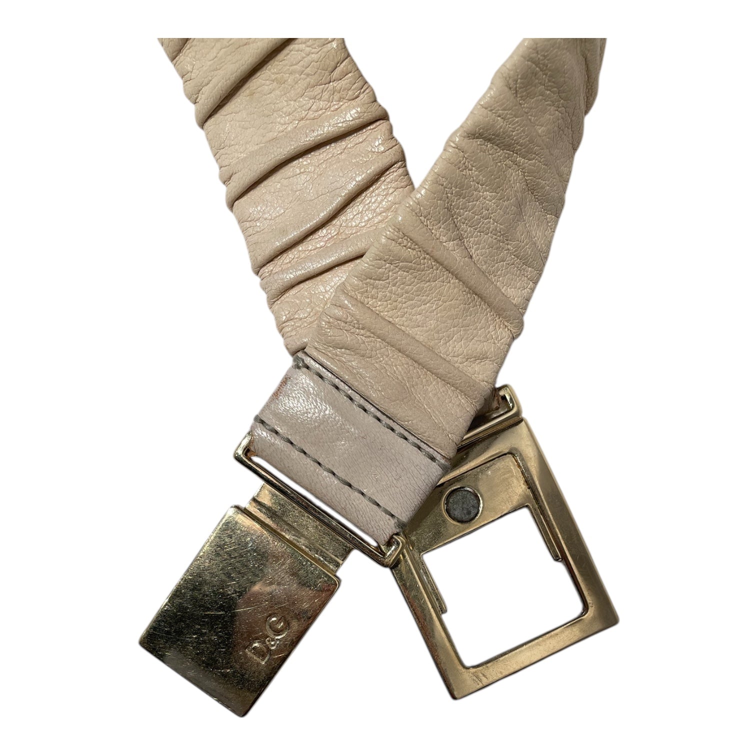 DOLCE&GABBANA/Accessories/Leather/BEG/gold buckle belt view 2
