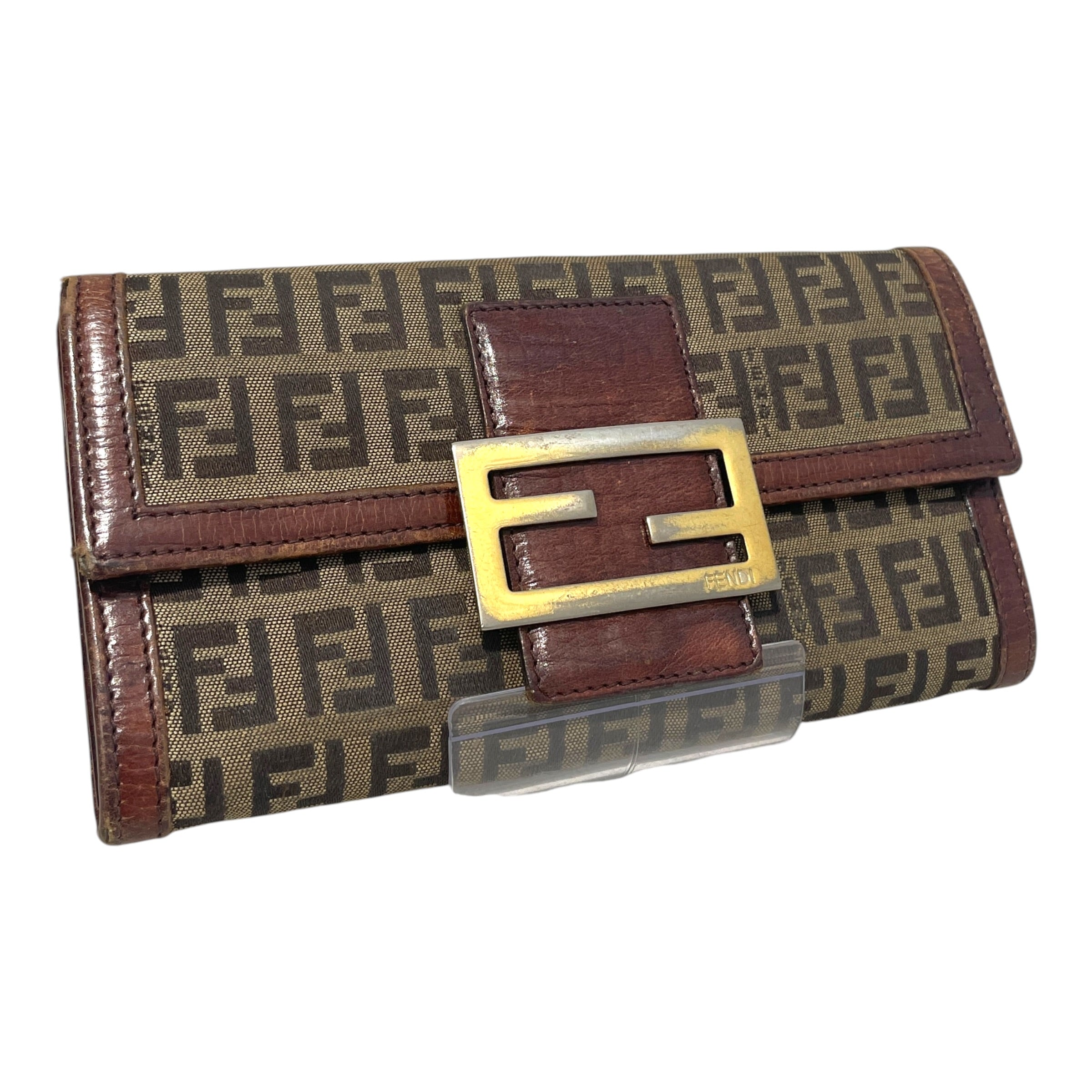 FENDI/Long Wallet/Monogram/Cotton/BRW/Zucca Canvas Baguette Long view 1