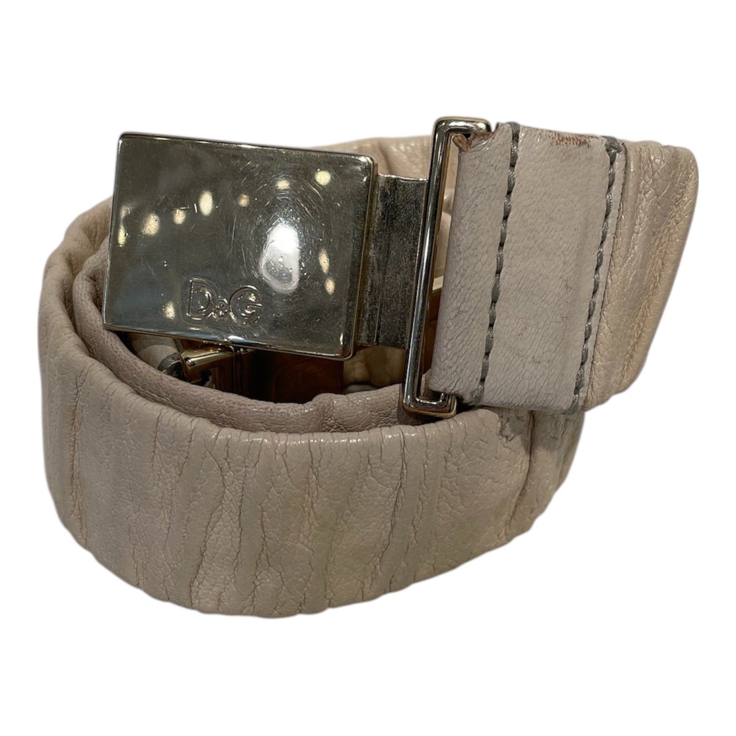 DOLCE&GABBANA/Accessories/Leather/BEG/gold buckle belt view 1