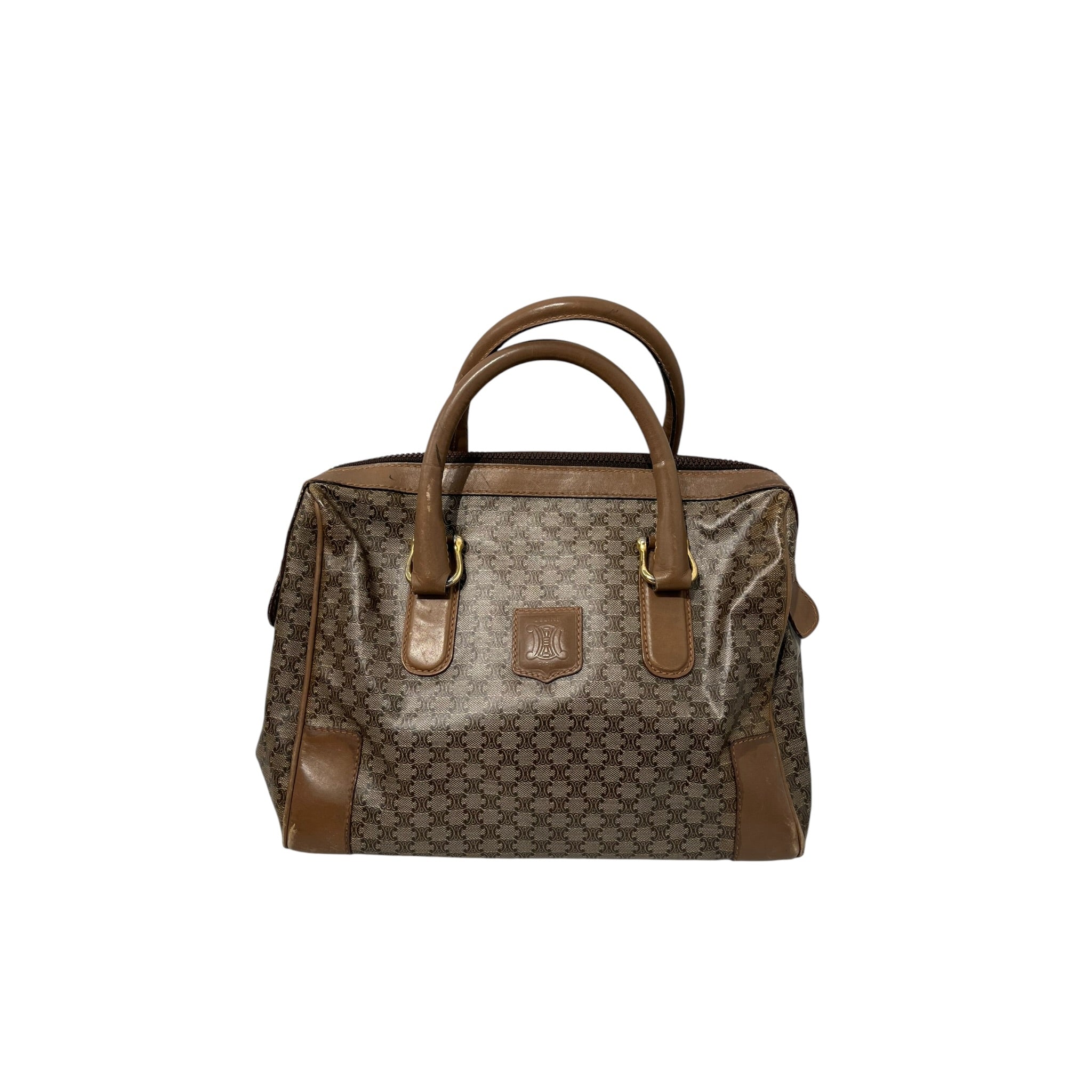 CELINE/Hand Bag/Monogram/Leather/KHK/CANVAS MACADAM MINI BOSTON view 1