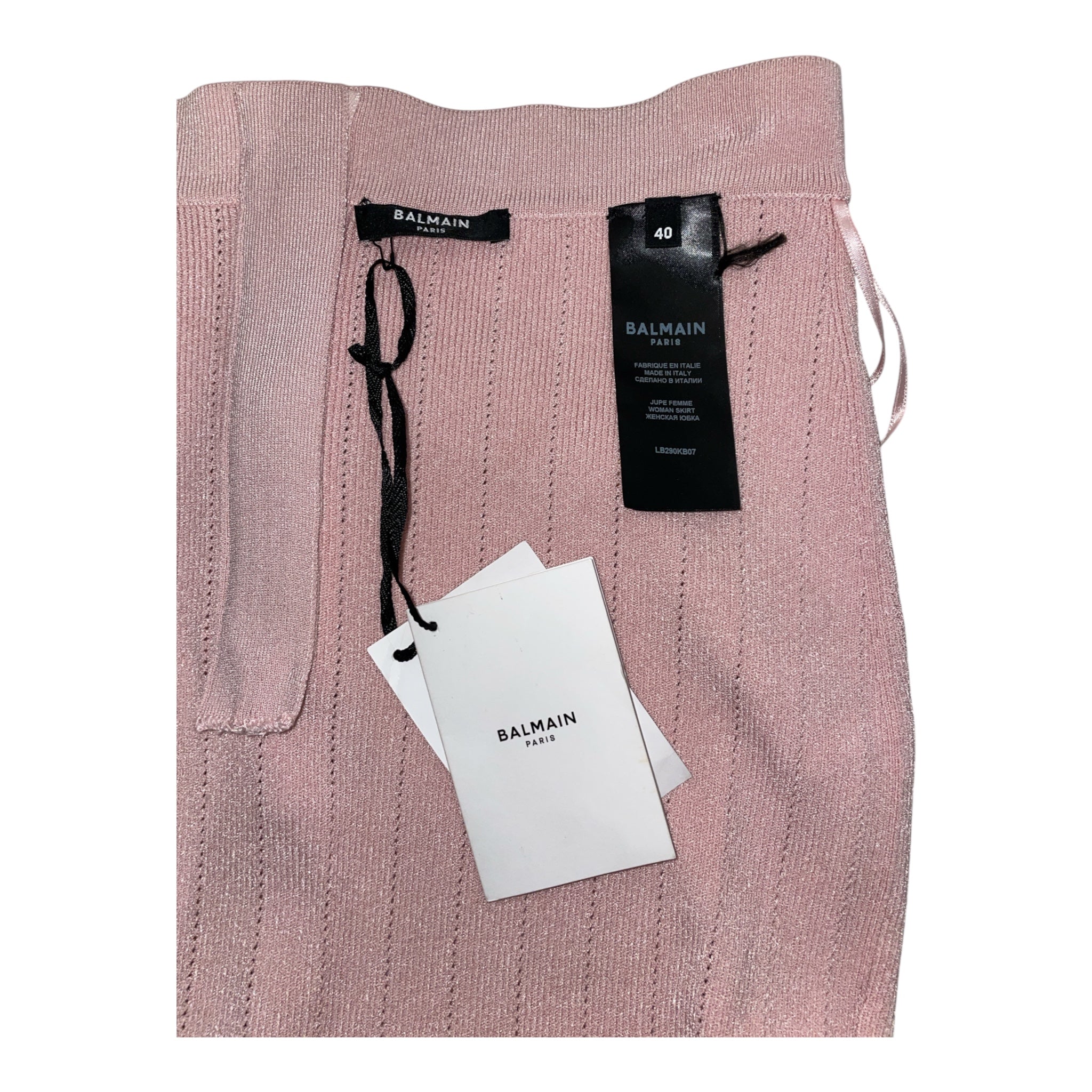 BALMAIN/Skirt/40/Stripe/Cotton/PNK/ribbed knit mini view 3