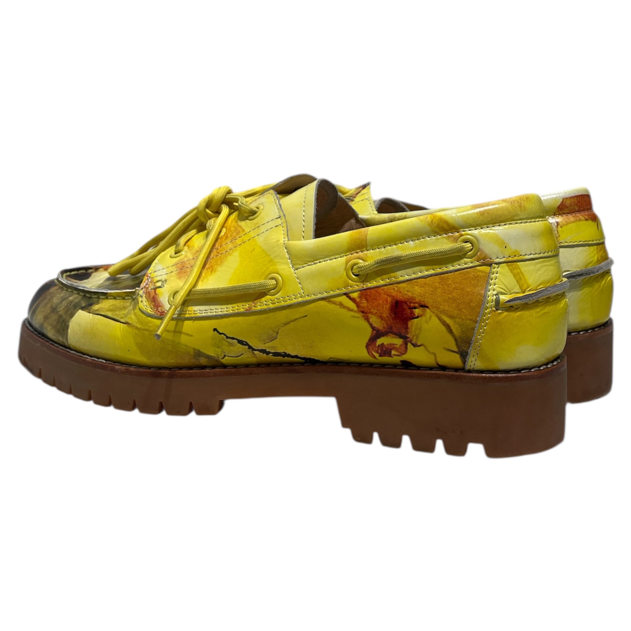 KIDSUPER STUDIOS/Deck Shoes/US 9/All Over Print/Leather/YEL/Printed Boat Shoe view 2