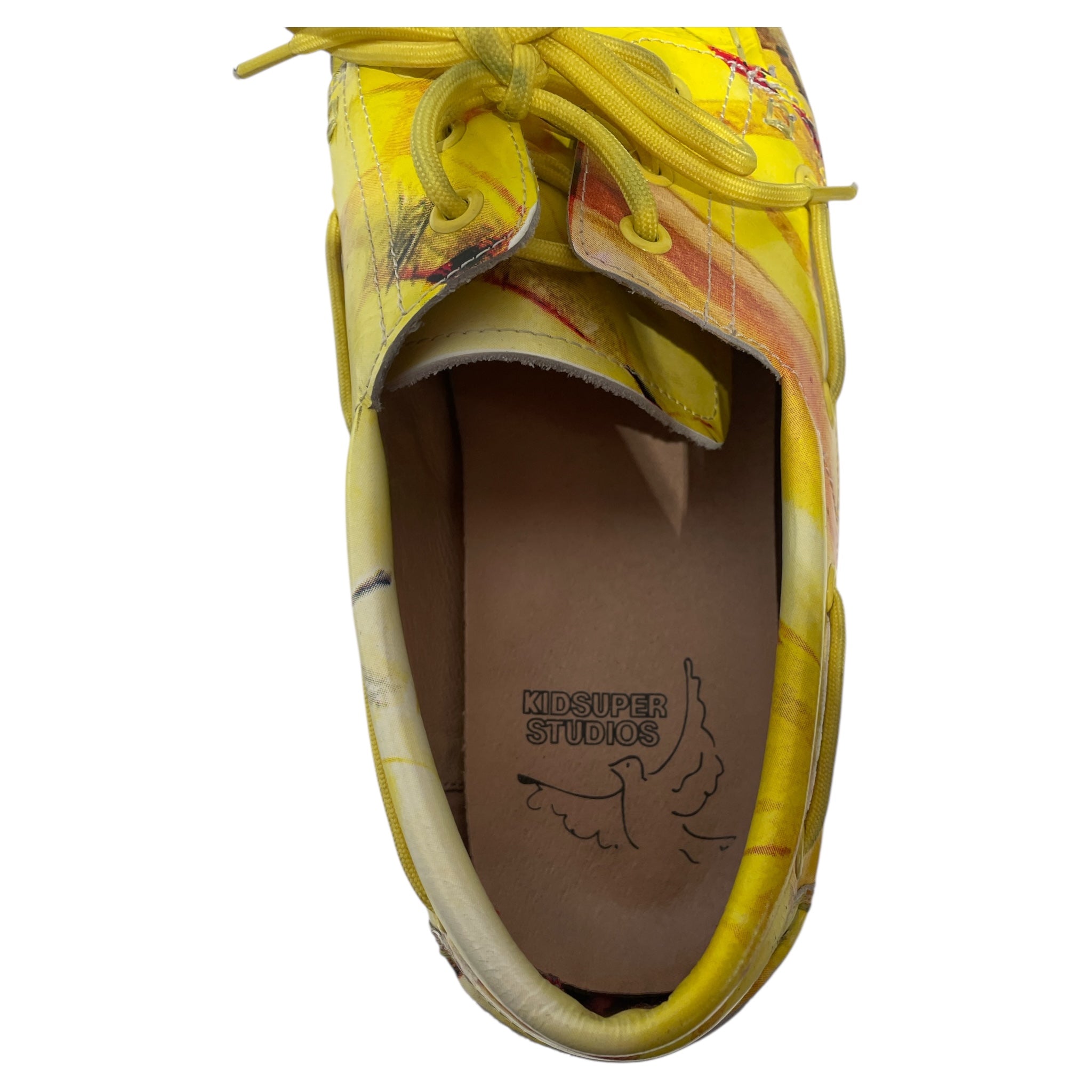 KIDSUPER STUDIOS/Deck Shoes/US 9/All Over Print/Leather/YEL/Printed Boat Shoe view 3