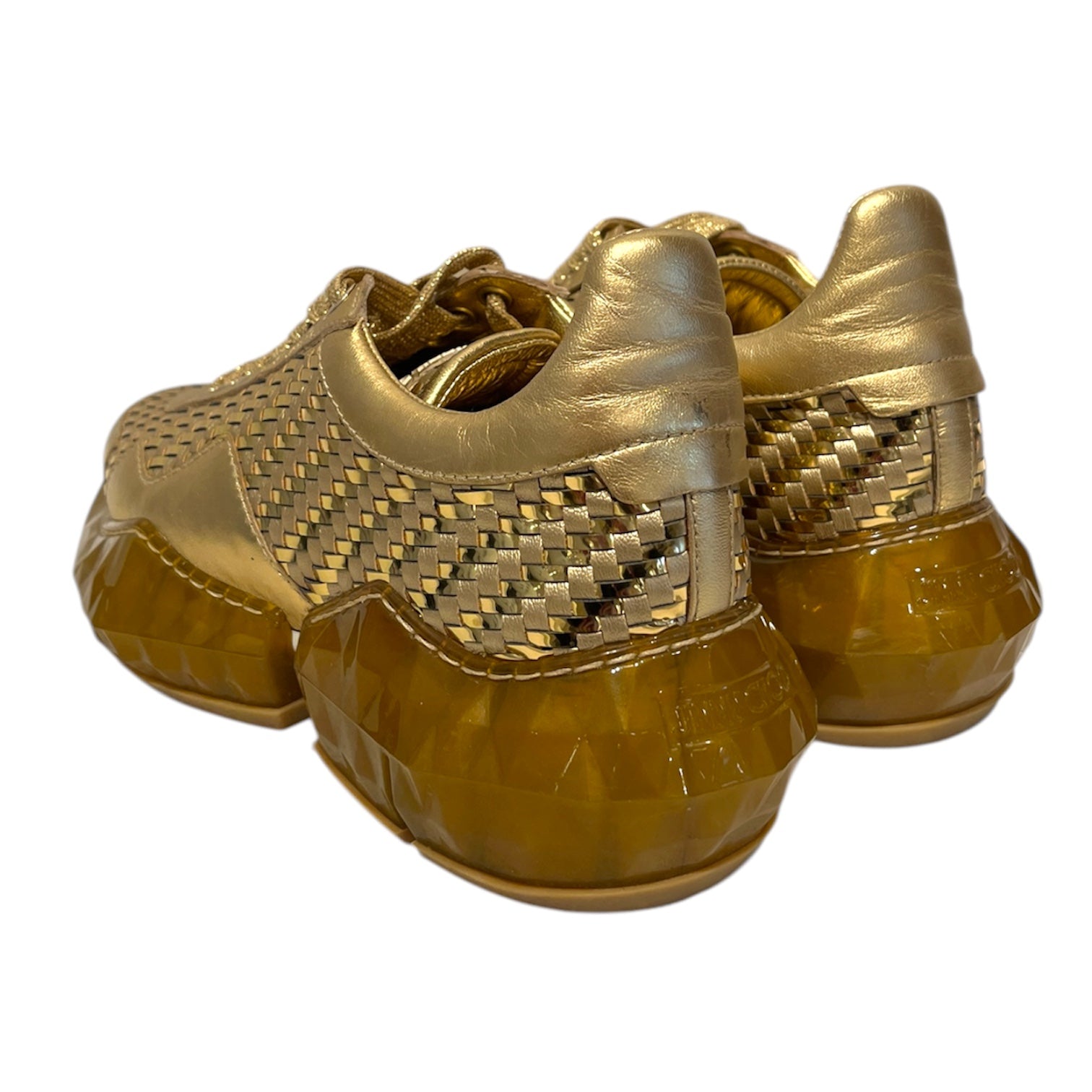 JIMMY CHOO/Low-Sneakers/EU 37.5/Leather/GLD/Woven Leather, metallic view 2