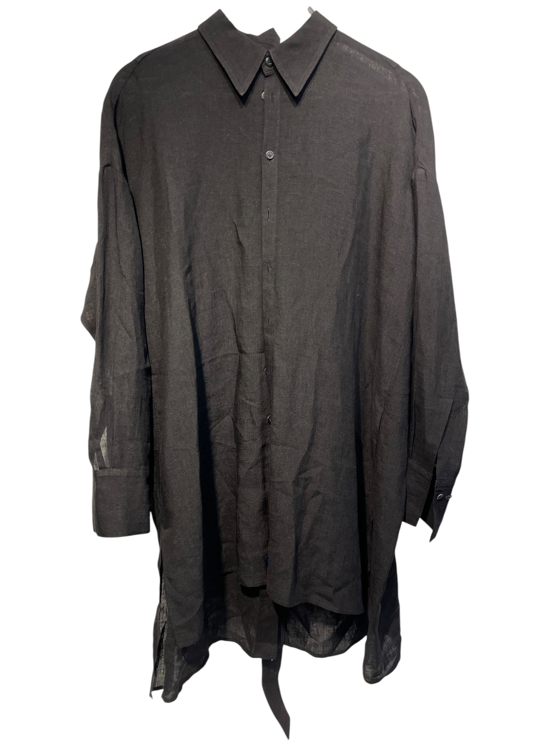 YOHJI YAMAMOTO/LS Shirt/L/Cotton/BLK/Double Sided button down view 2