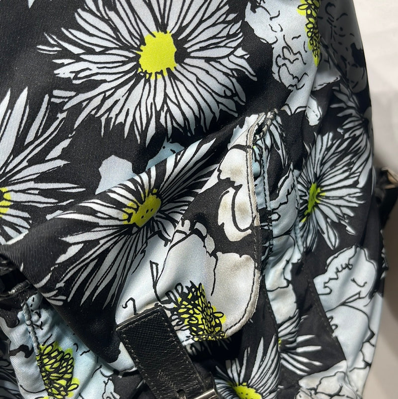 PRADA/Backpack/Floral Pattern/Nylon/BLK/TESSUTO STAMPATA