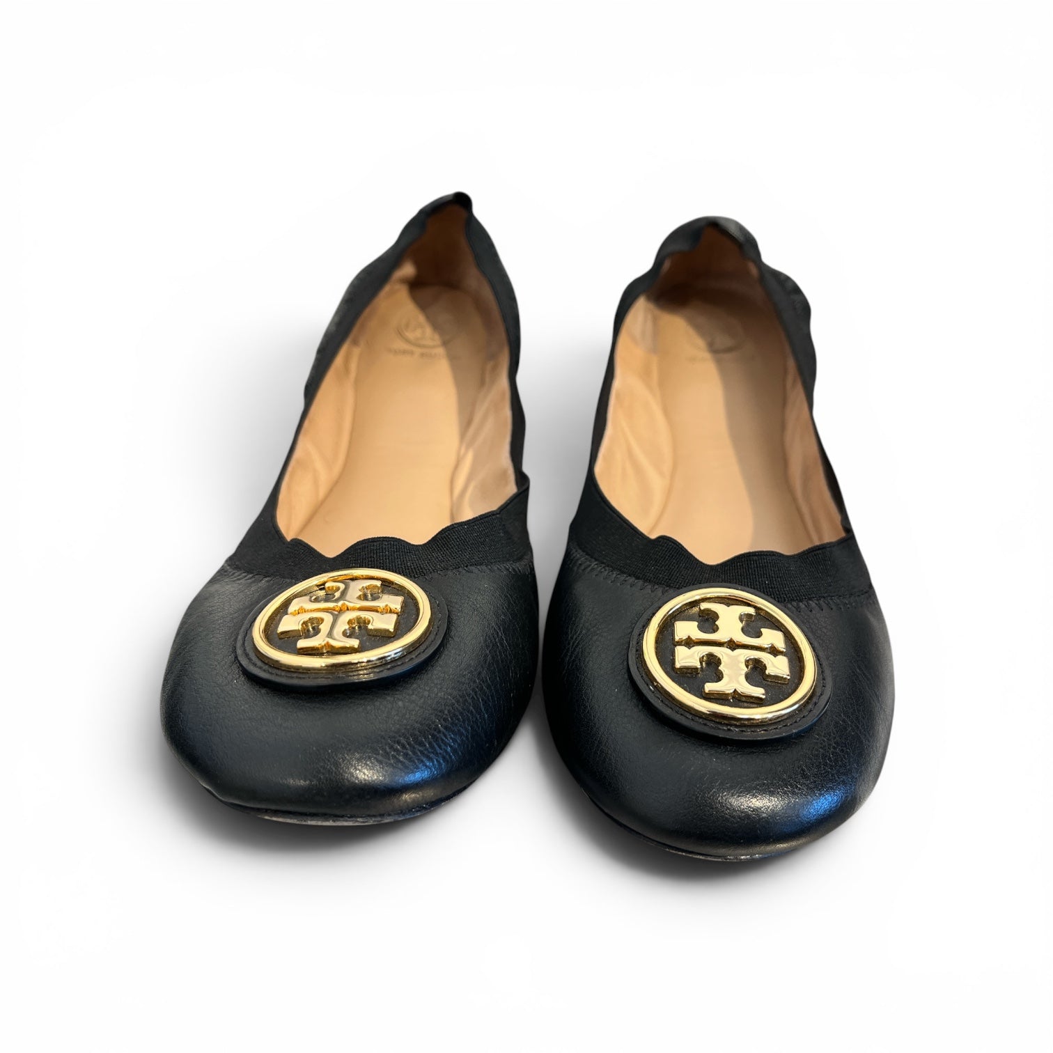 TORY BURCH/Flat Shoes/US 10/Leather/BLK/gold hardware tory flats view 1