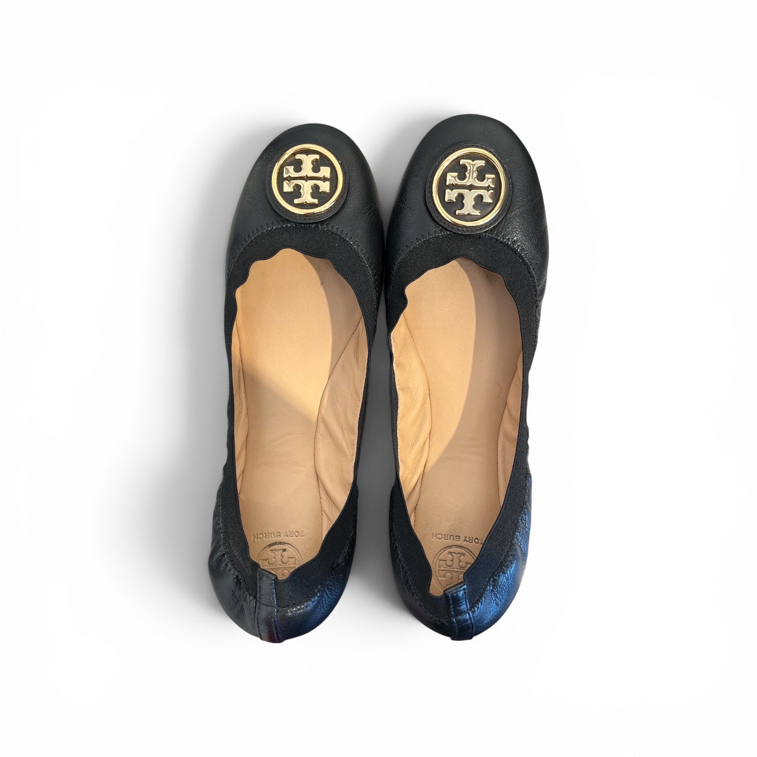 TORY BURCH/Flat Shoes/US 10/Leather/BLK/gold hardware tory flats view 3