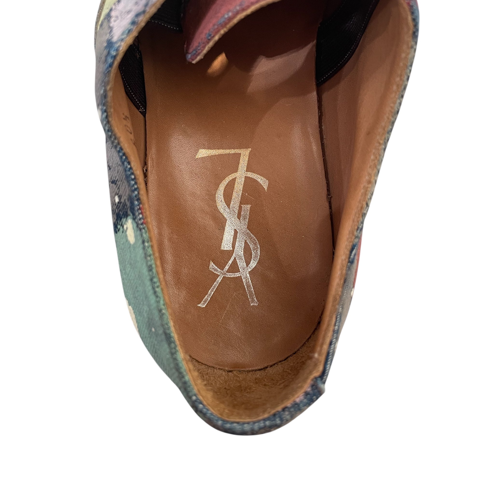 YVES SAINT LAURENT/Shoes/US 7.5/All Over Print/Cotton/MLT/YSL multicolor painted oxfords view 3