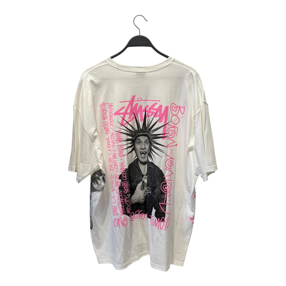 STUSSY/BORN X RAISED/T-Shirt/XXL/Cotton/WHT/Graphic/ONE