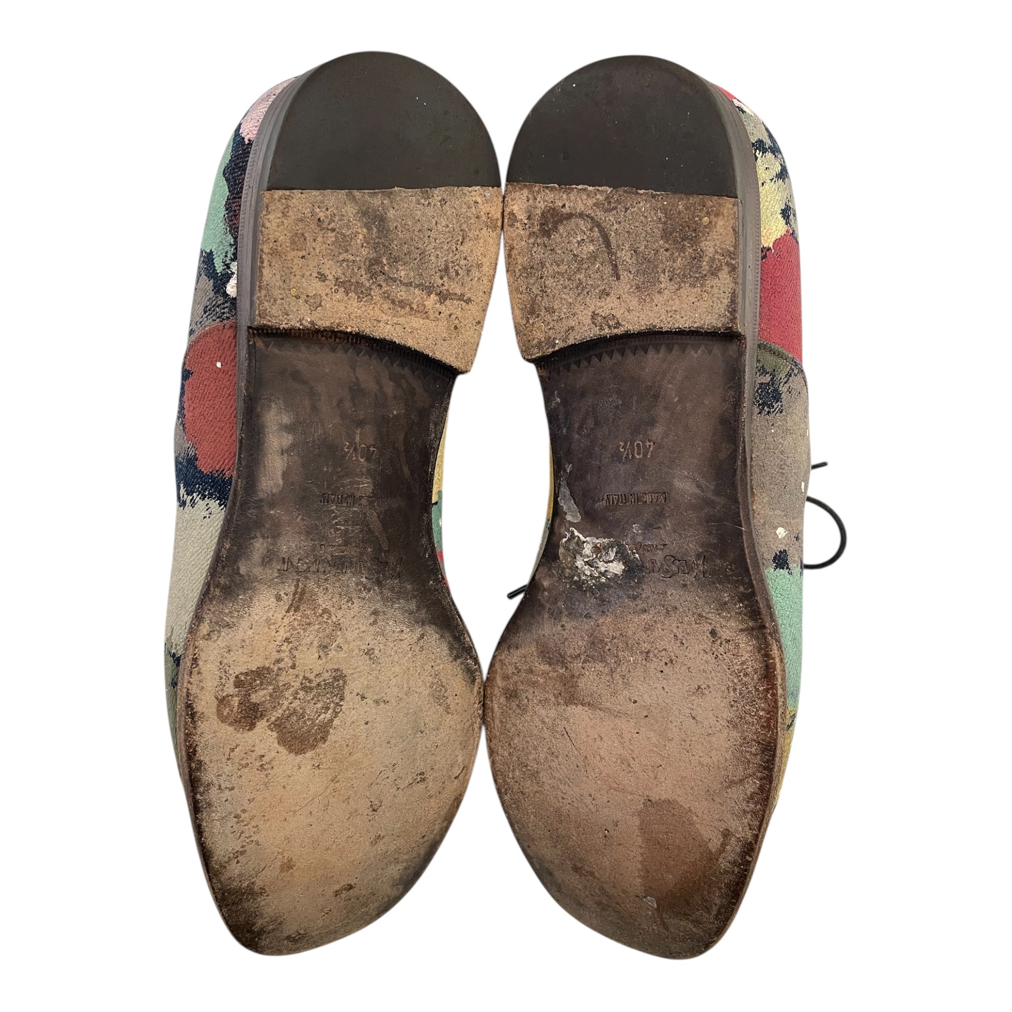 YVES SAINT LAURENT/Shoes/US 7.5/All Over Print/Cotton/MLT/YSL multicolor painted oxfords view 4