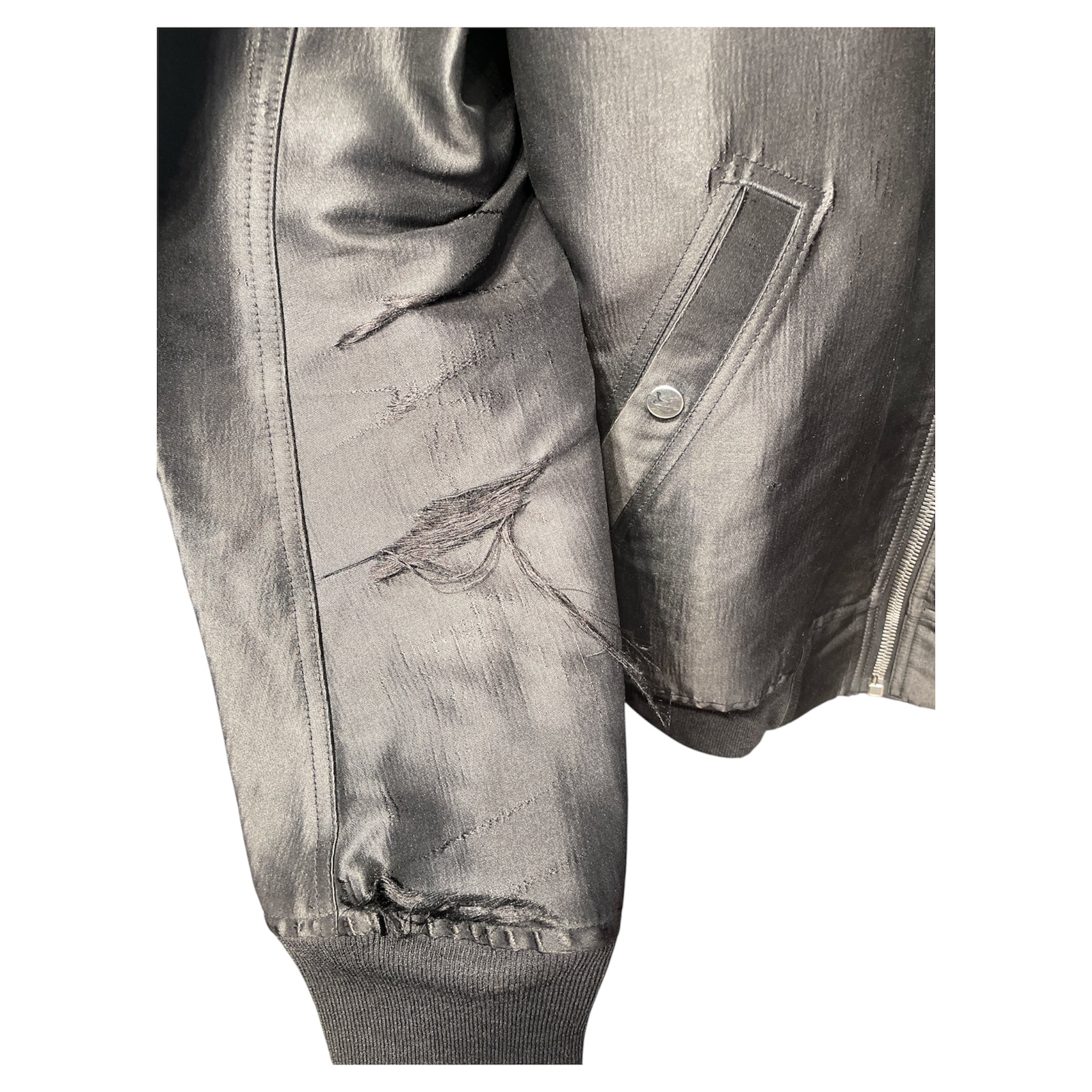 Rick Owens/Flight Jkt/46/Cotton/BLK/No Collar/Distressed DIRT S/S 2018 view 4