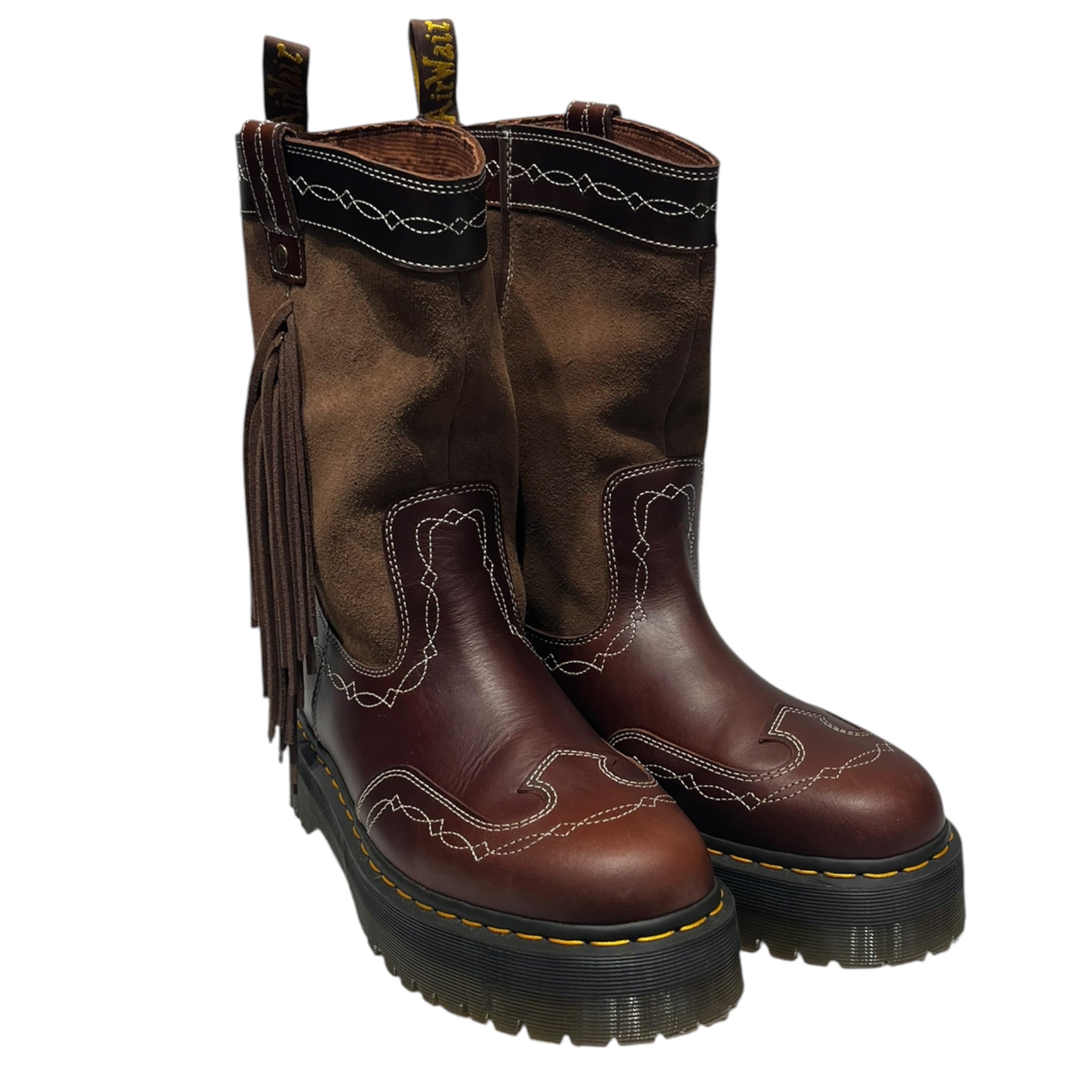 Dr.Martens/Cowboy Boots/US 12/Leather/BRW/QUAD MID DR view 1