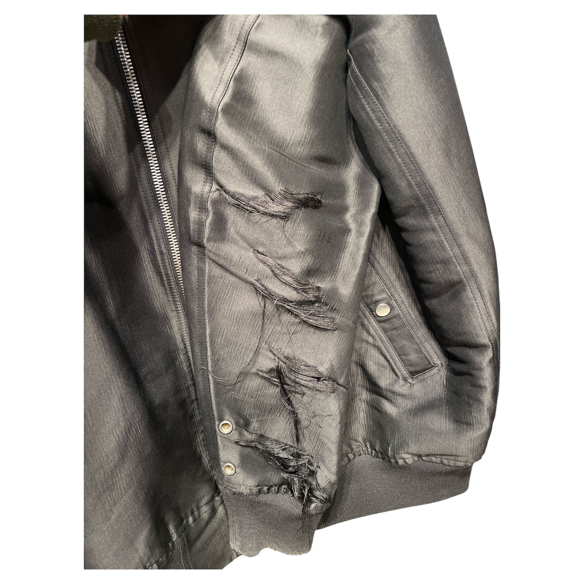 Rick Owens/Flight Jkt/46/Cotton/BLK/No Collar/Distressed DIRT S/S 2018 view 5