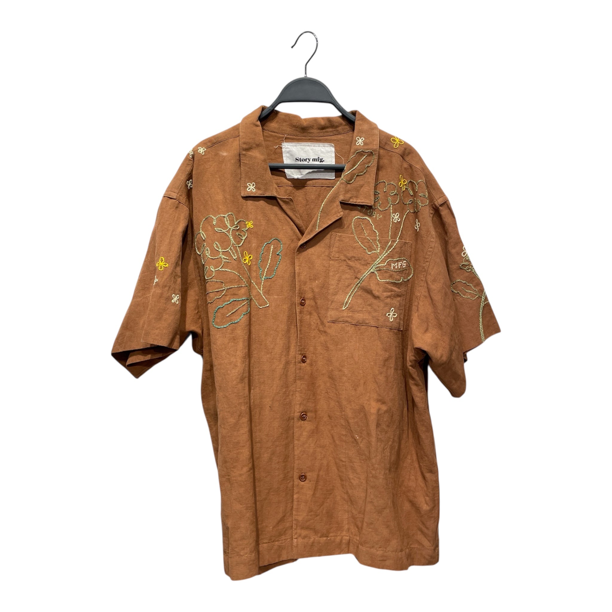 Story mfg./SS Shirt/L/Linen/CML/floral embroidery view 1