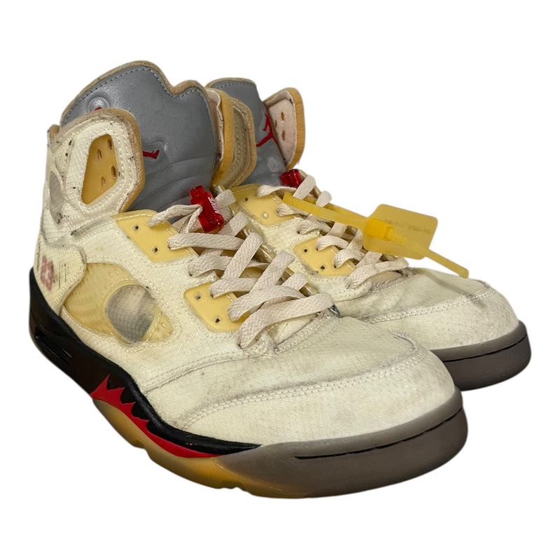 NIKE/OFF-WHITE/AIR JORDAN 5 RETRO SP/Hi-Sneakers/US 8.5/Leather/CRM/DH8565-100