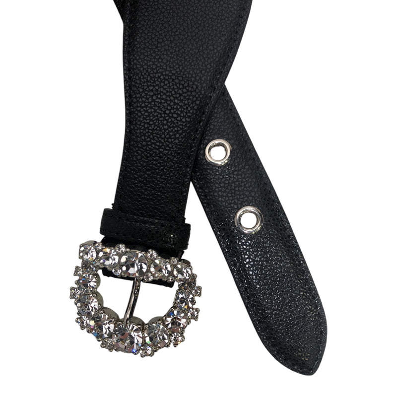 JIMMY CHOO/Belt/M/Animal Pattern/Leather/BLK/swarovski cheri belt