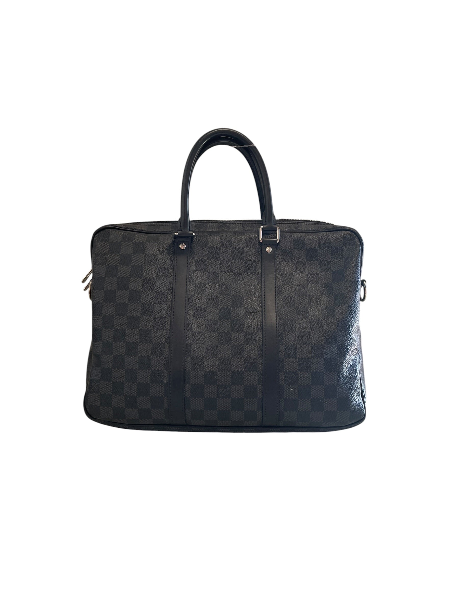 LOUIS VUITTON/Briefcase/Leather/BLK/PORTE VOYAGE/ DAMIER EBENE view 1