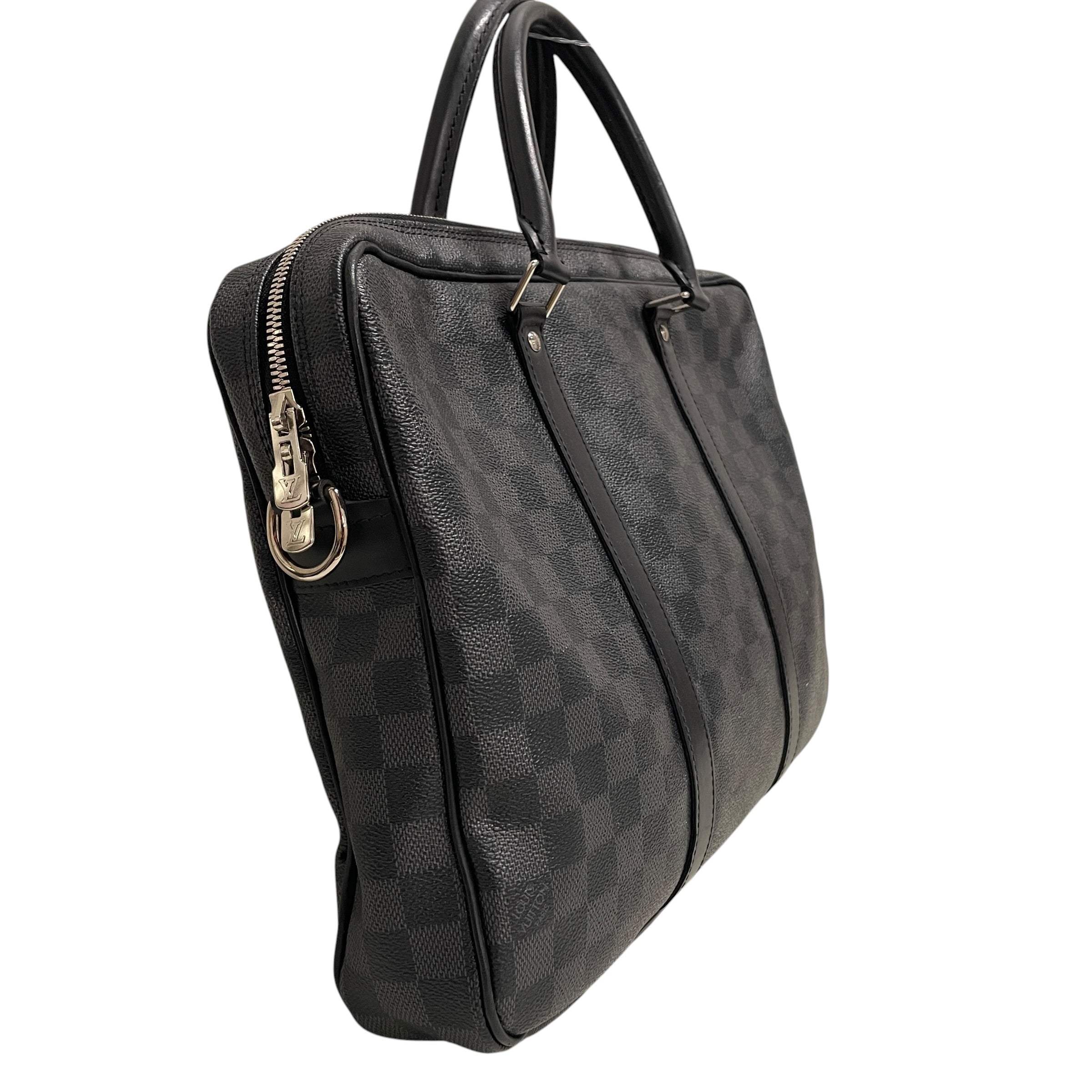 LOUIS VUITTON/Briefcase/Leather/BLK/PORTE VOYAGE/ DAMIER EBENE view 3