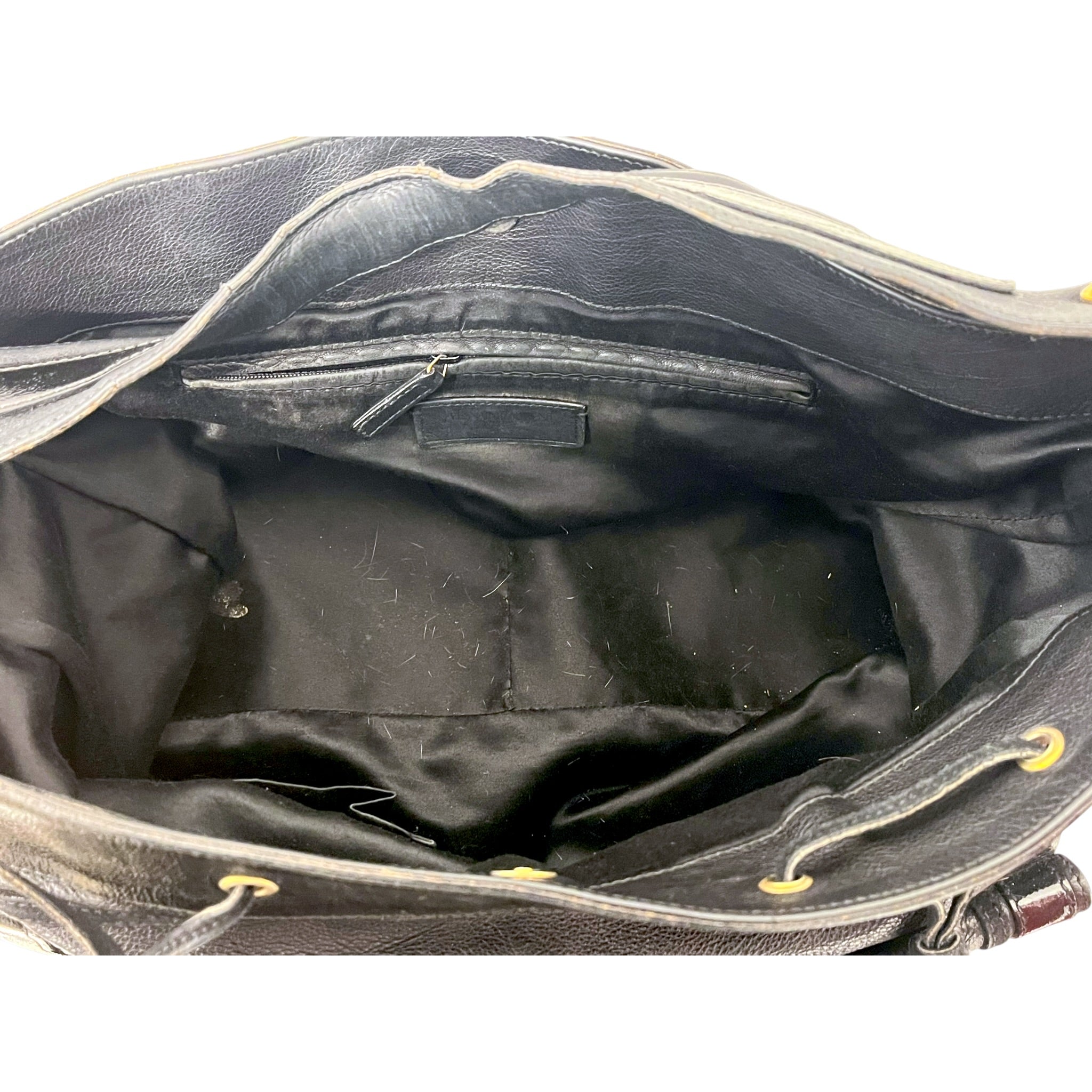 YVES SAINT LAURENT/Bag/Leather/BLK/GOLD SIDE RINGS LEATHER LACE view 4