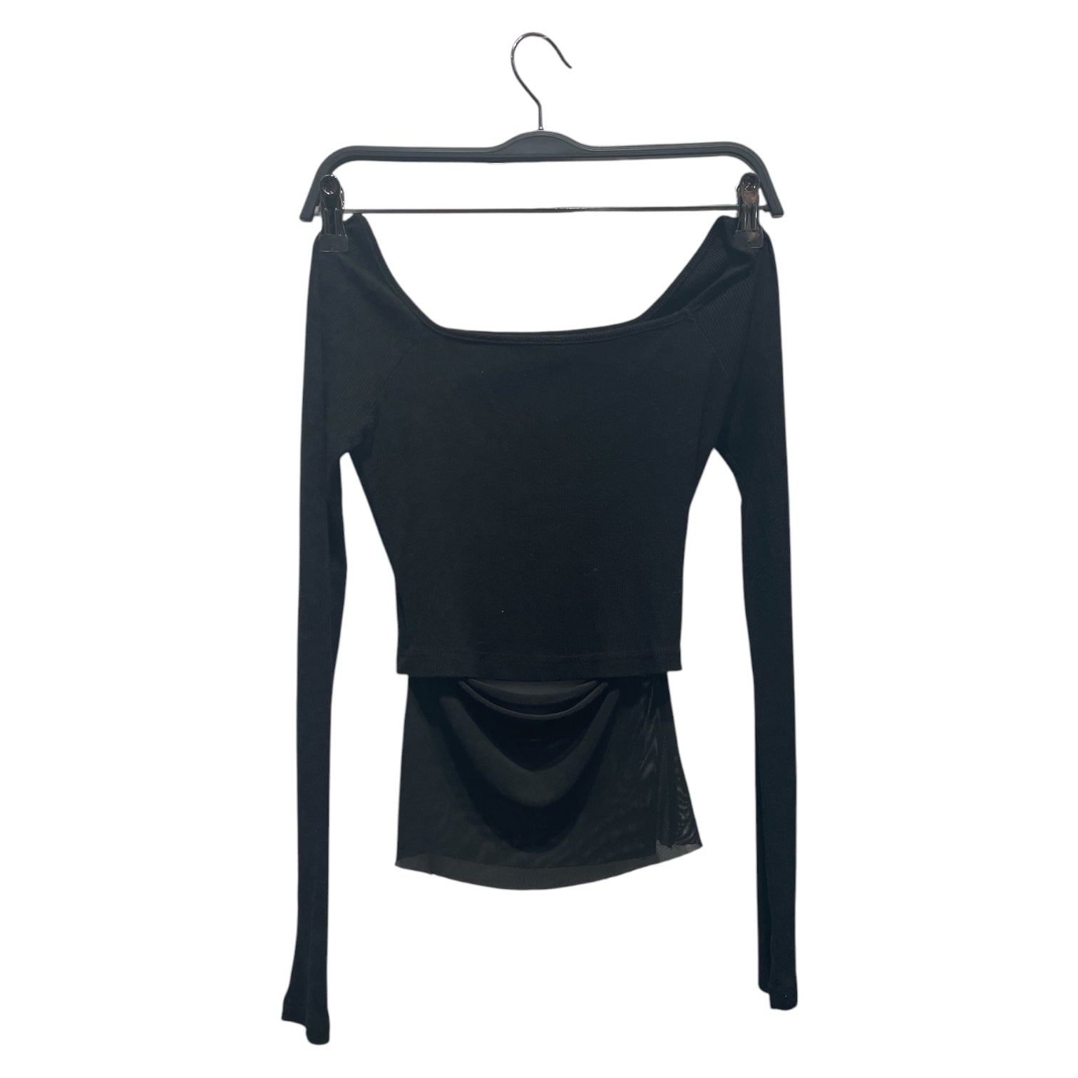 CYNR/LS Blouse/S/Cotton/BLK/MESH DOUBLE LAYER view 1