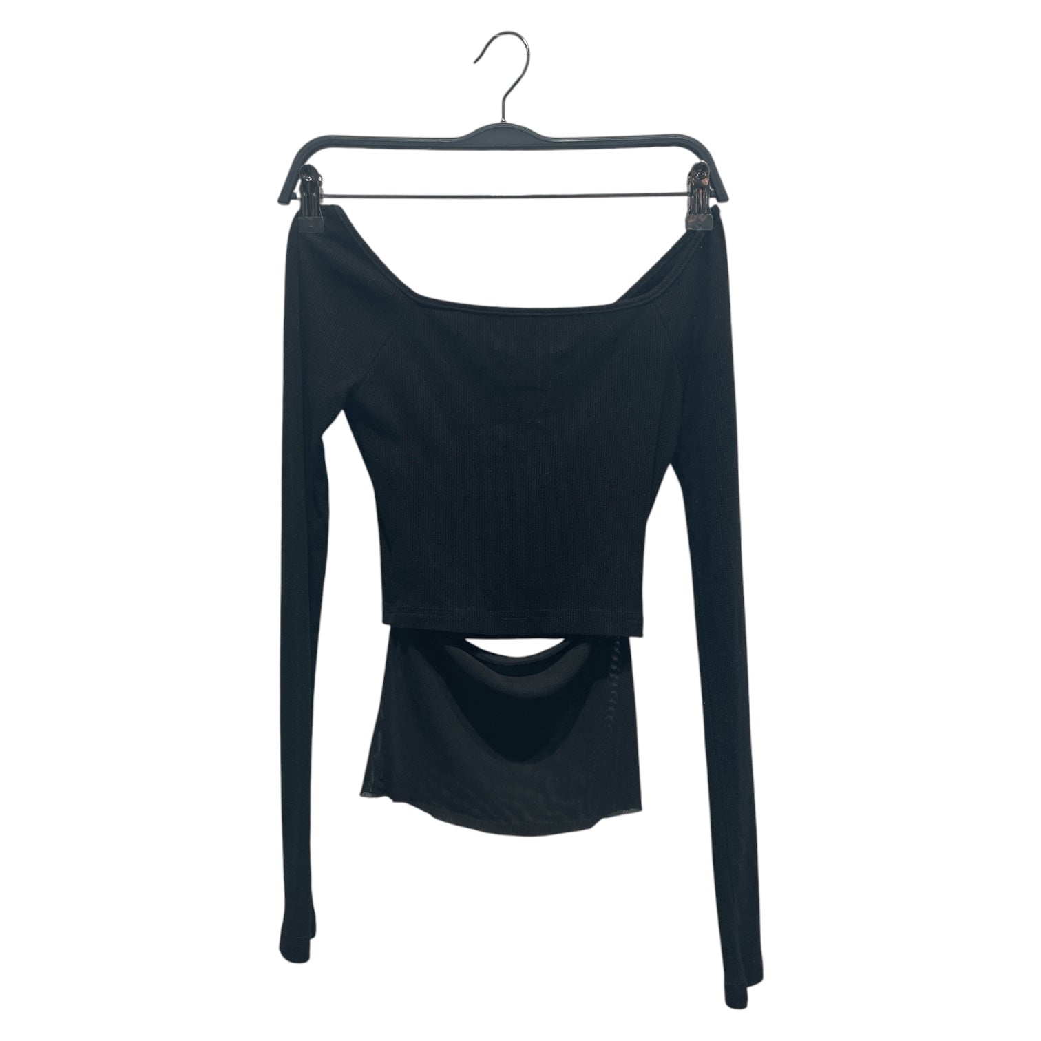 CYNR/LS Blouse/S/Cotton/BLK/MESH DOUBLE LAYER view 2