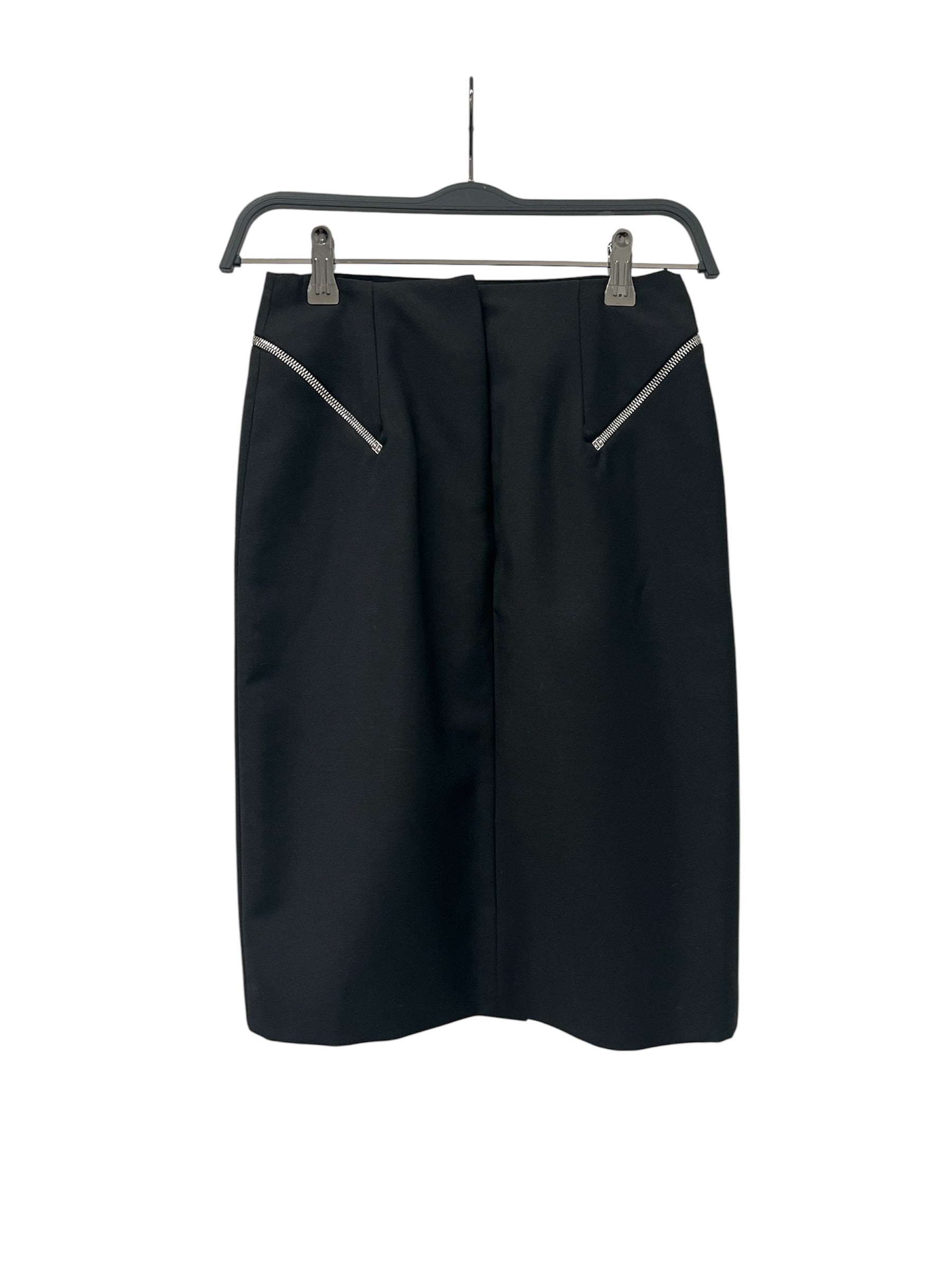GIVENCHY/Skirt/34/Cotton/BLK/back zip view 1