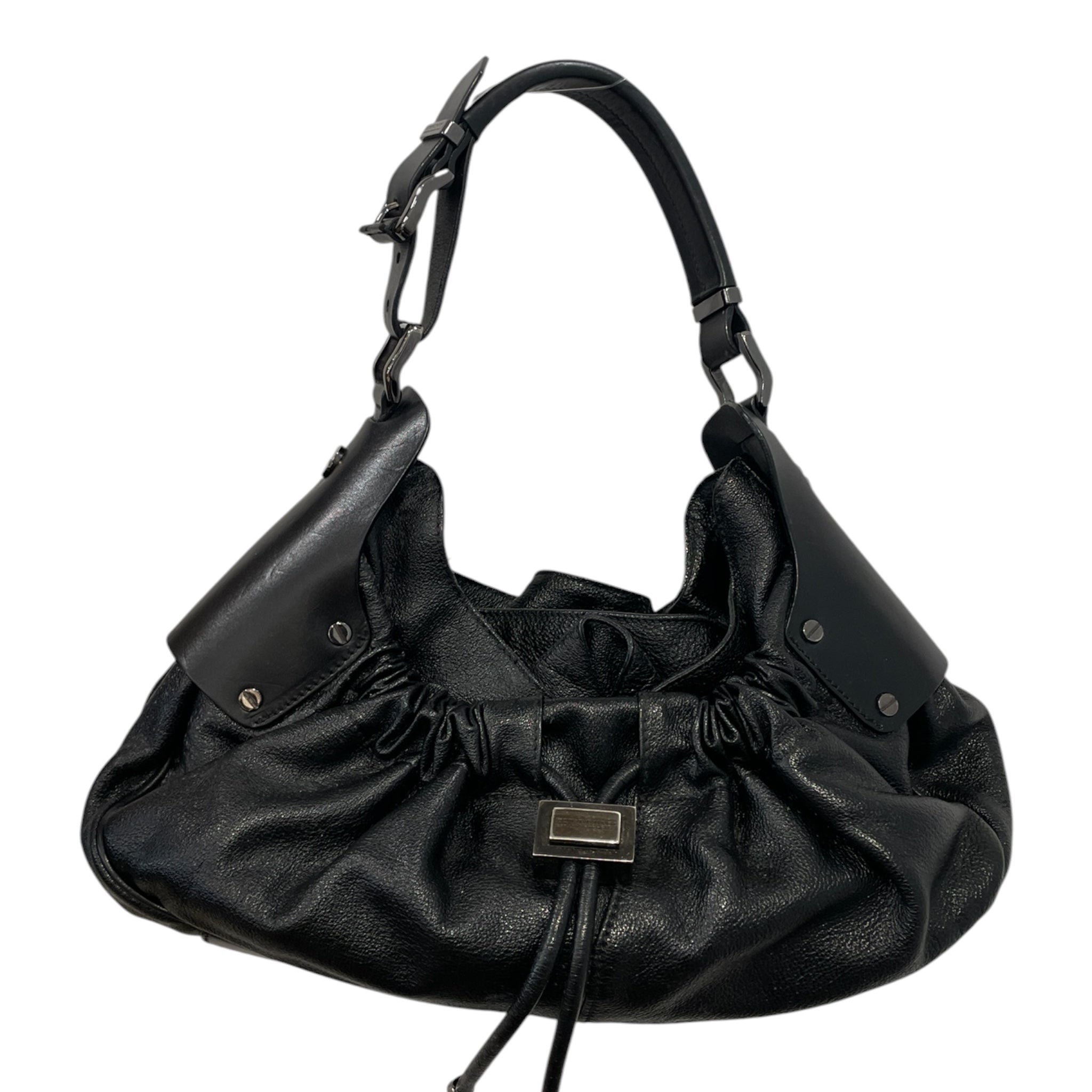 BURBERRY/Bag/Leather/BLK/WARRIOR HOBO DRAWSTRING view 1