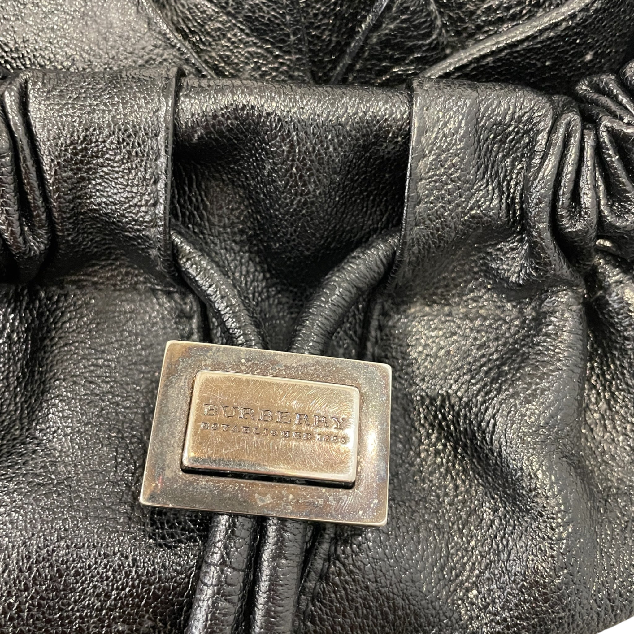 BURBERRY/Bag/Leather/BLK/WARRIOR HOBO DRAWSTRING view 3
