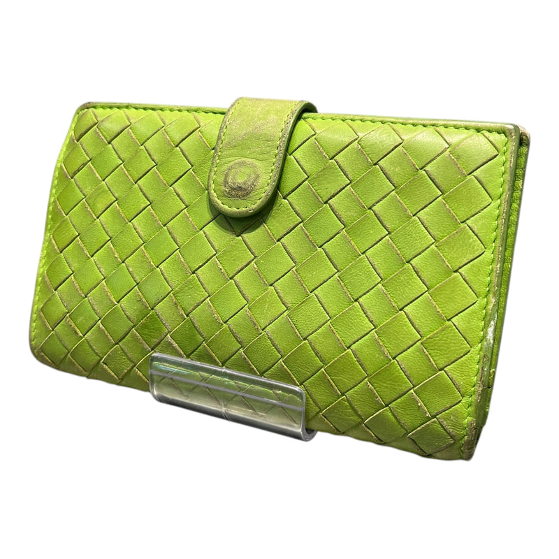 BOTTEGA VENETA/Bifold Wallet/Leather/GRN/INTRECCIATO WOVEN