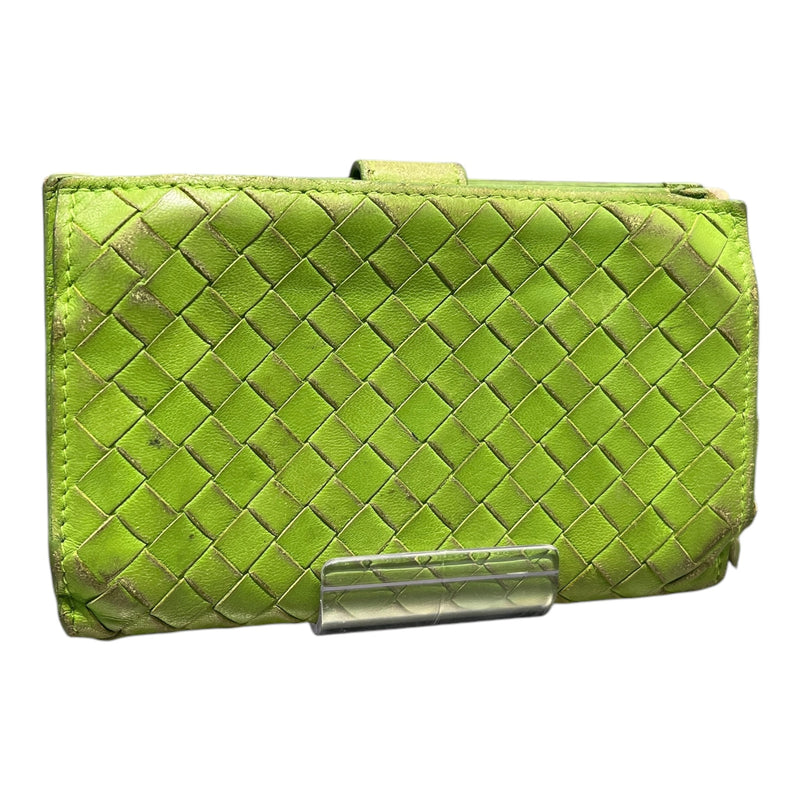 BOTTEGA VENETA/Bifold Wallet/Leather/GRN/INTRECCIATO WOVEN