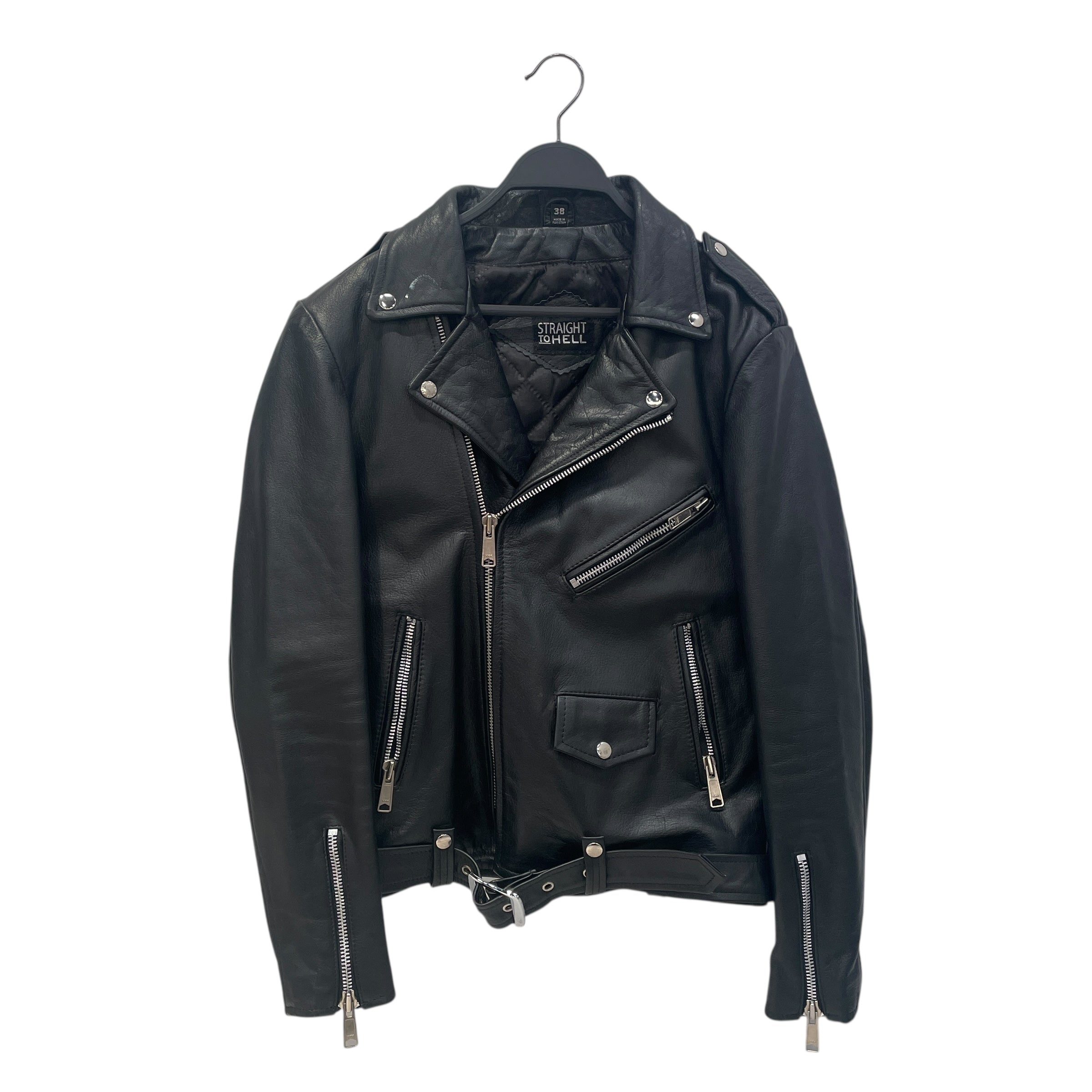 STRAIGHT TO HELL/Leather Jkt/38/Leather/BLK/ view 1