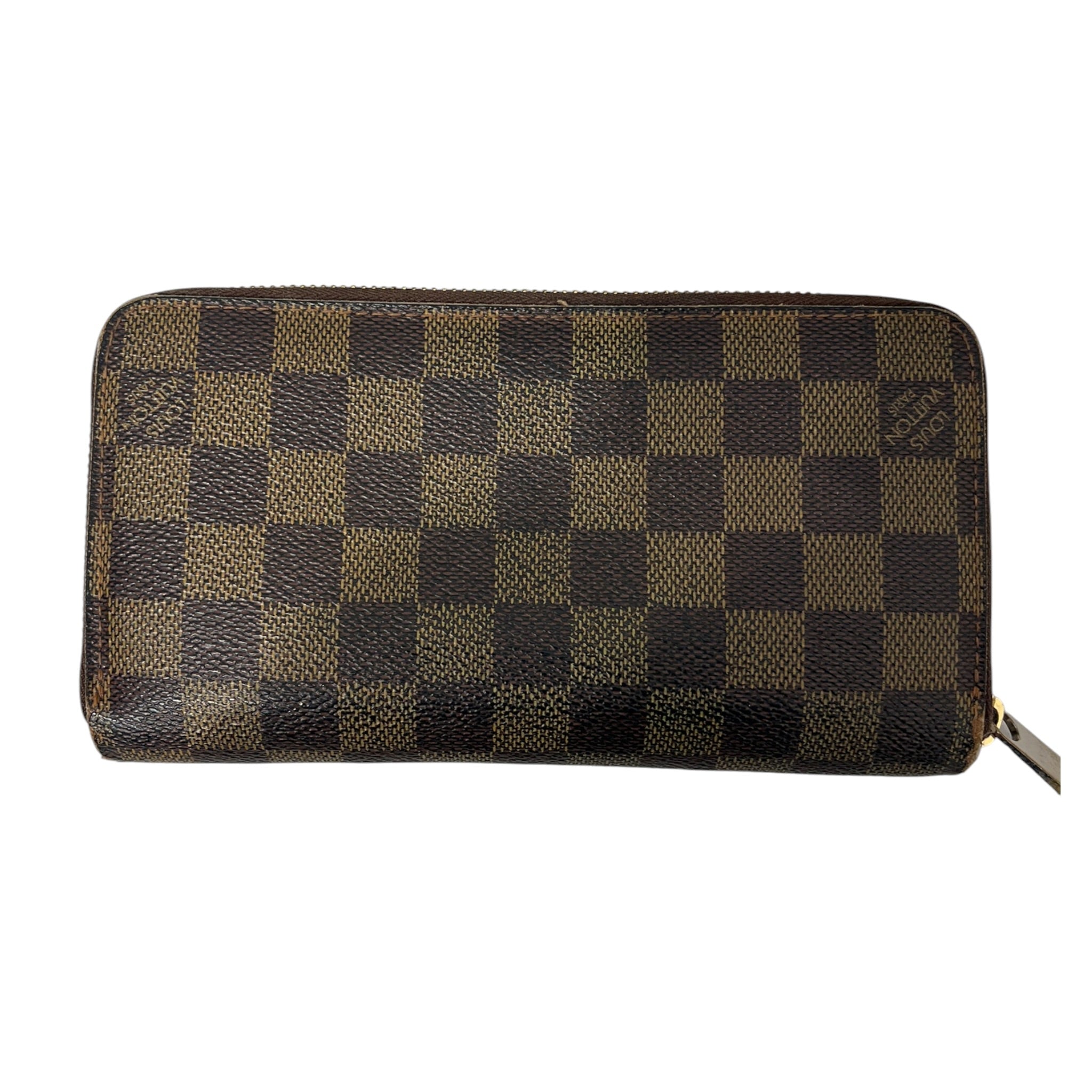 LOUIS VUITTON/Long Wallet/Monogram/Leather/BRW/M's/damier pattern zippy wallet view 2