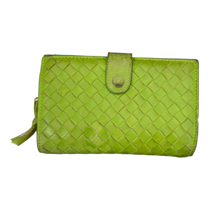 BOTTEGA VENETA/Bifold Wallet/Leather/GRN/INTRECCIATO WOVEN