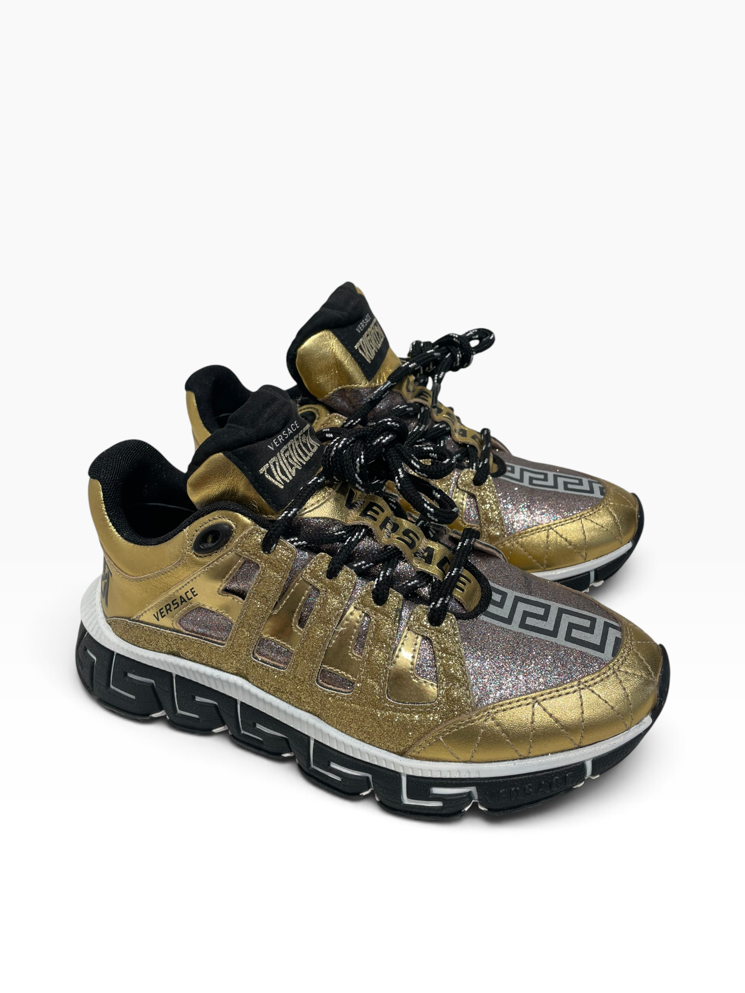 VERSACE/Low-Sneakers/EU 37.5/Glitter/GLD/Trigeca Gold and Pink Glitter view 1