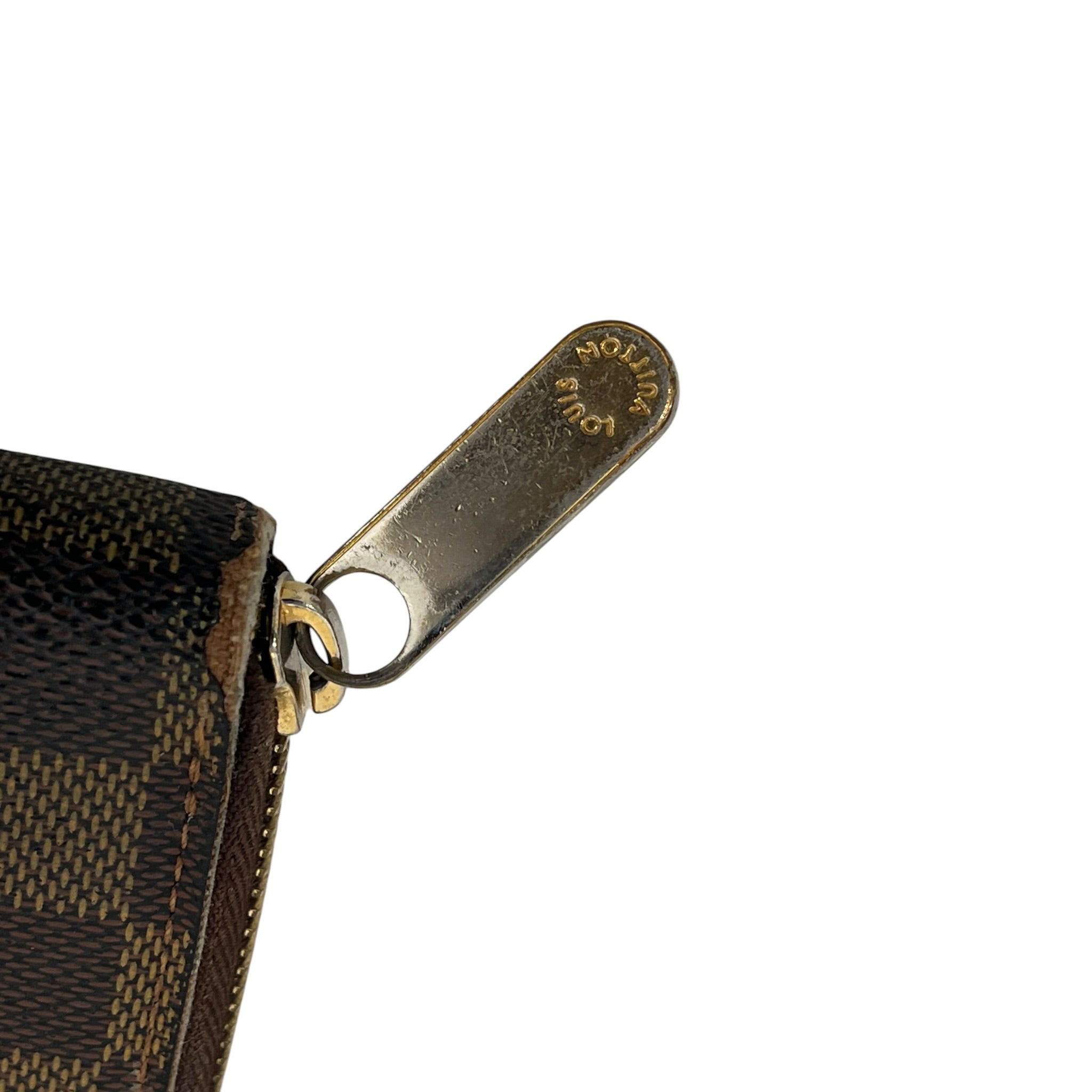 LOUIS VUITTON/Long Wallet/Monogram/Leather/BRW/M's/damier pattern zippy wallet view 3
