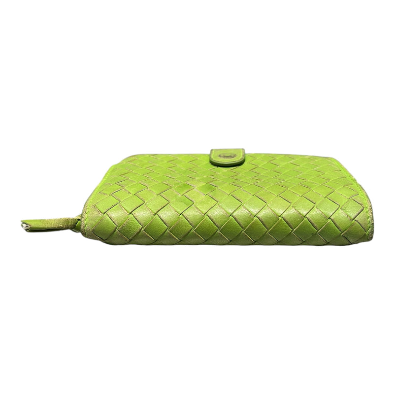 BOTTEGA VENETA/Bifold Wallet/Leather/GRN/INTRECCIATO WOVEN