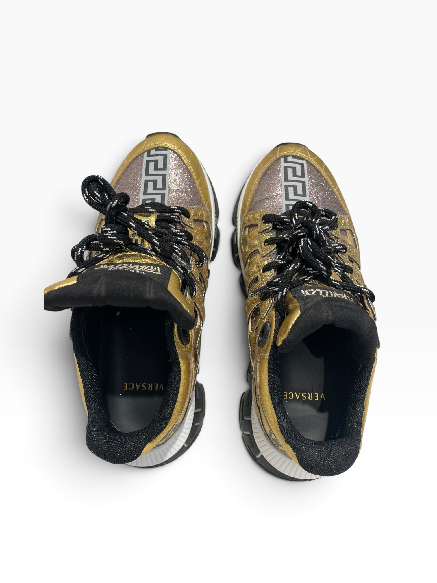 VERSACE/Low-Sneakers/EU 37.5/Glitter/GLD/Trigeca Gold and Pink Glitter view 3