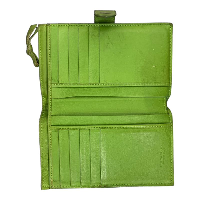 BOTTEGA VENETA/Bifold Wallet/Leather/GRN/INTRECCIATO WOVEN