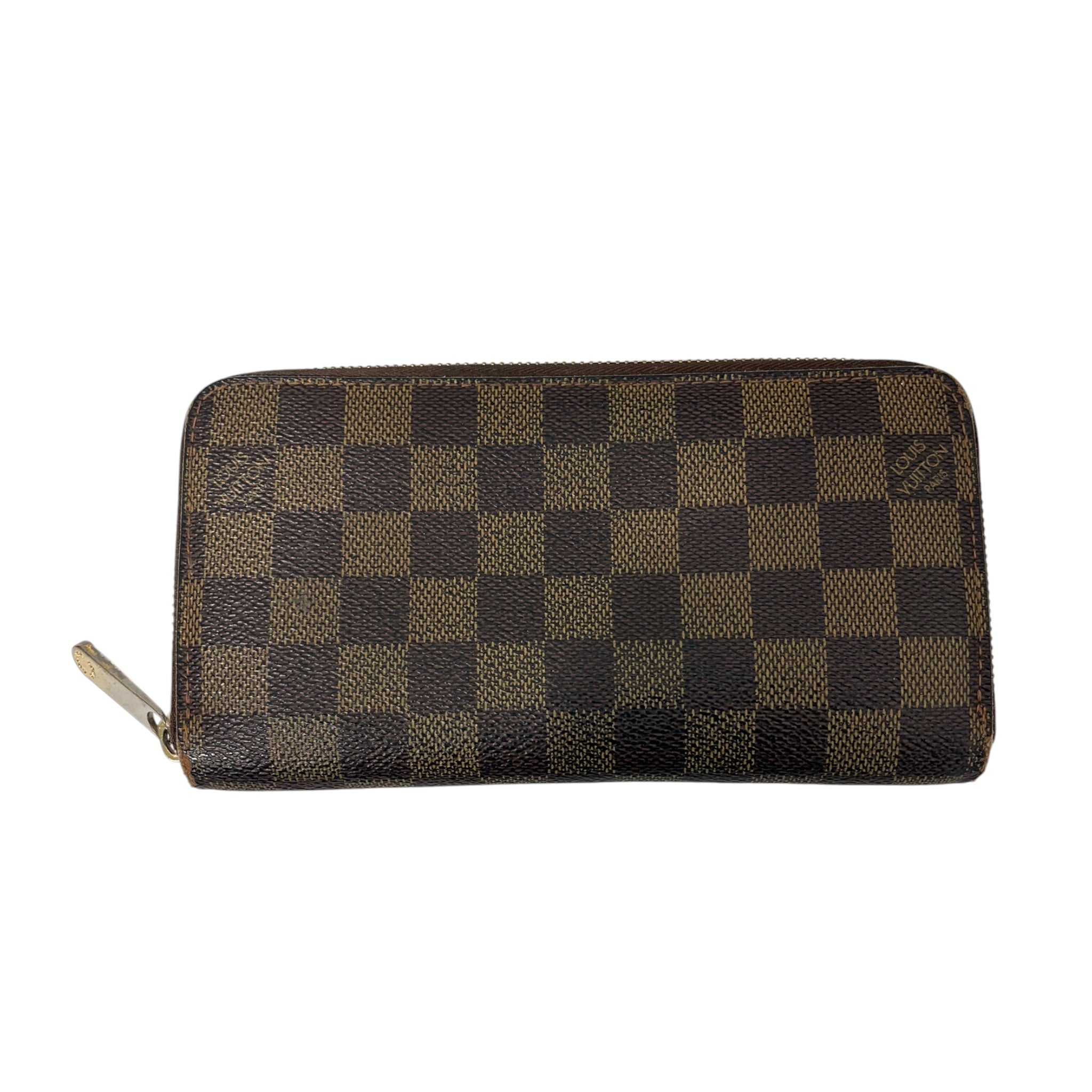 LOUIS VUITTON/Long Wallet/Monogram/Leather/BRW/M's/damier pattern zippy wallet view 1