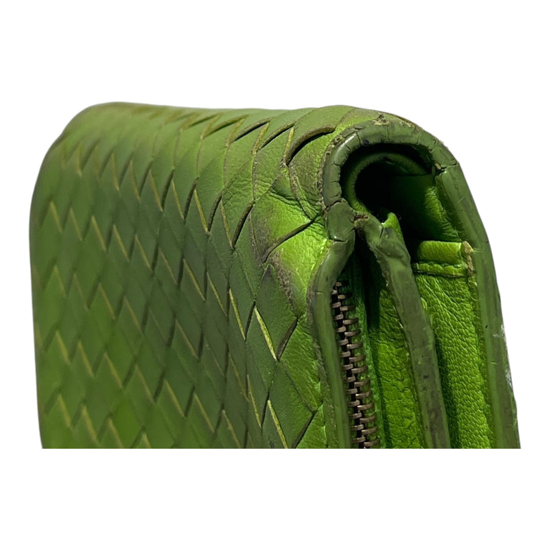BOTTEGA VENETA/Bifold Wallet/Leather/GRN/INTRECCIATO WOVEN