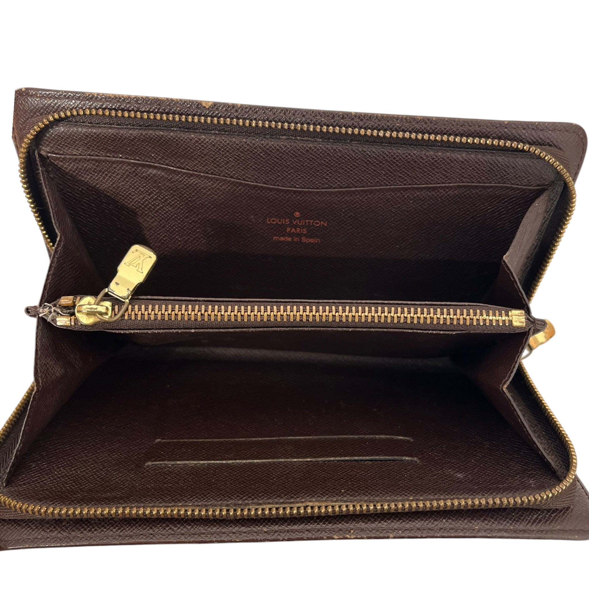 LOUIS VUITTON/Long Wallet/Monogram/Leather/BRW/M's/damier pattern zippy wallet view 3