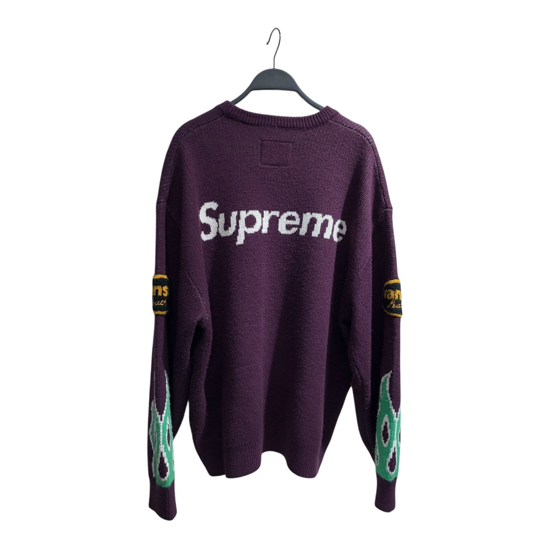 VANSON/Supreme/Heavy Sweater/XL/Cotton/PPL/KNIT GREEN VANSON LEATHER LOGO view 2