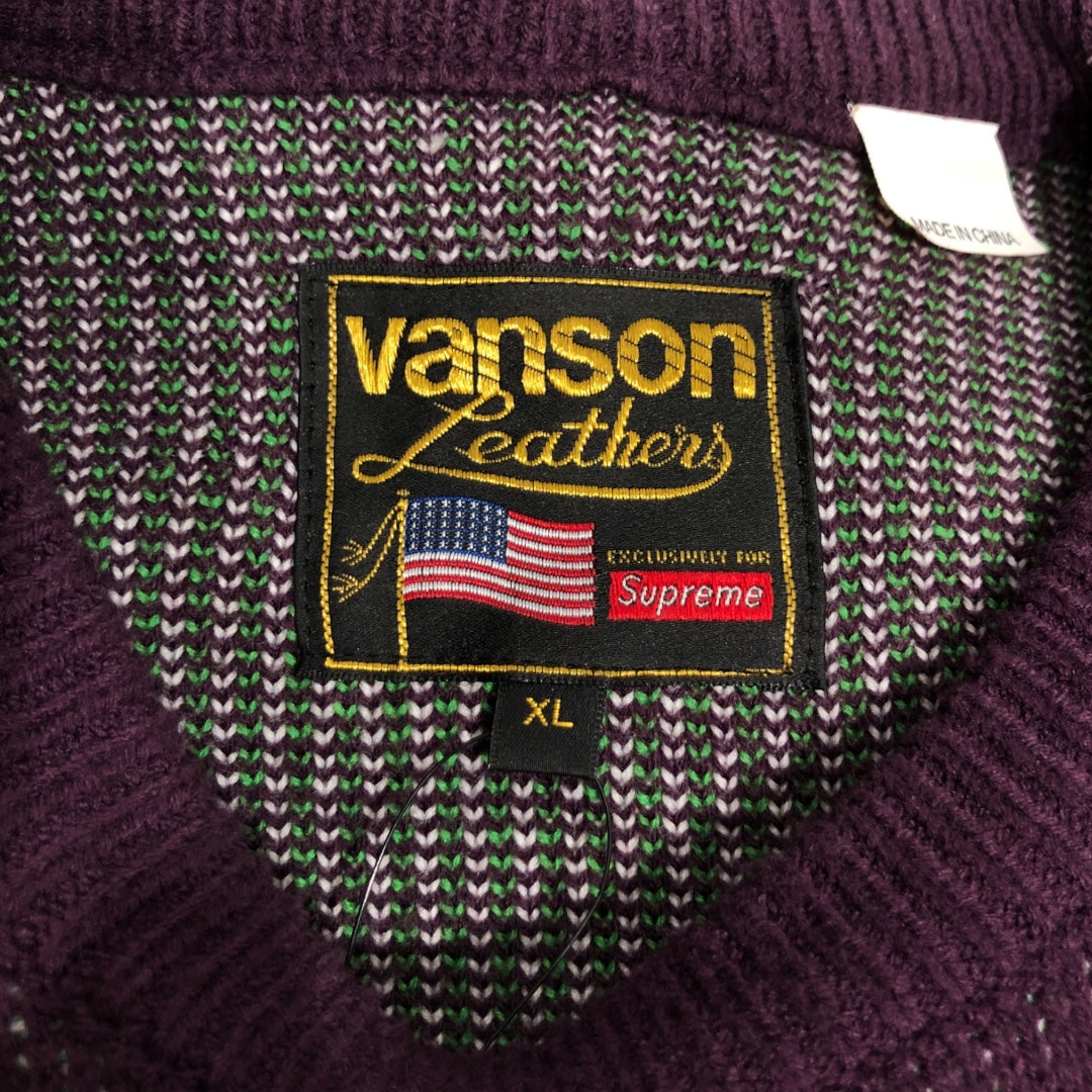 VANSON/Supreme/Heavy Sweater/XL/Cotton/PPL/KNIT GREEN VANSON LEATHER LOGO view 3