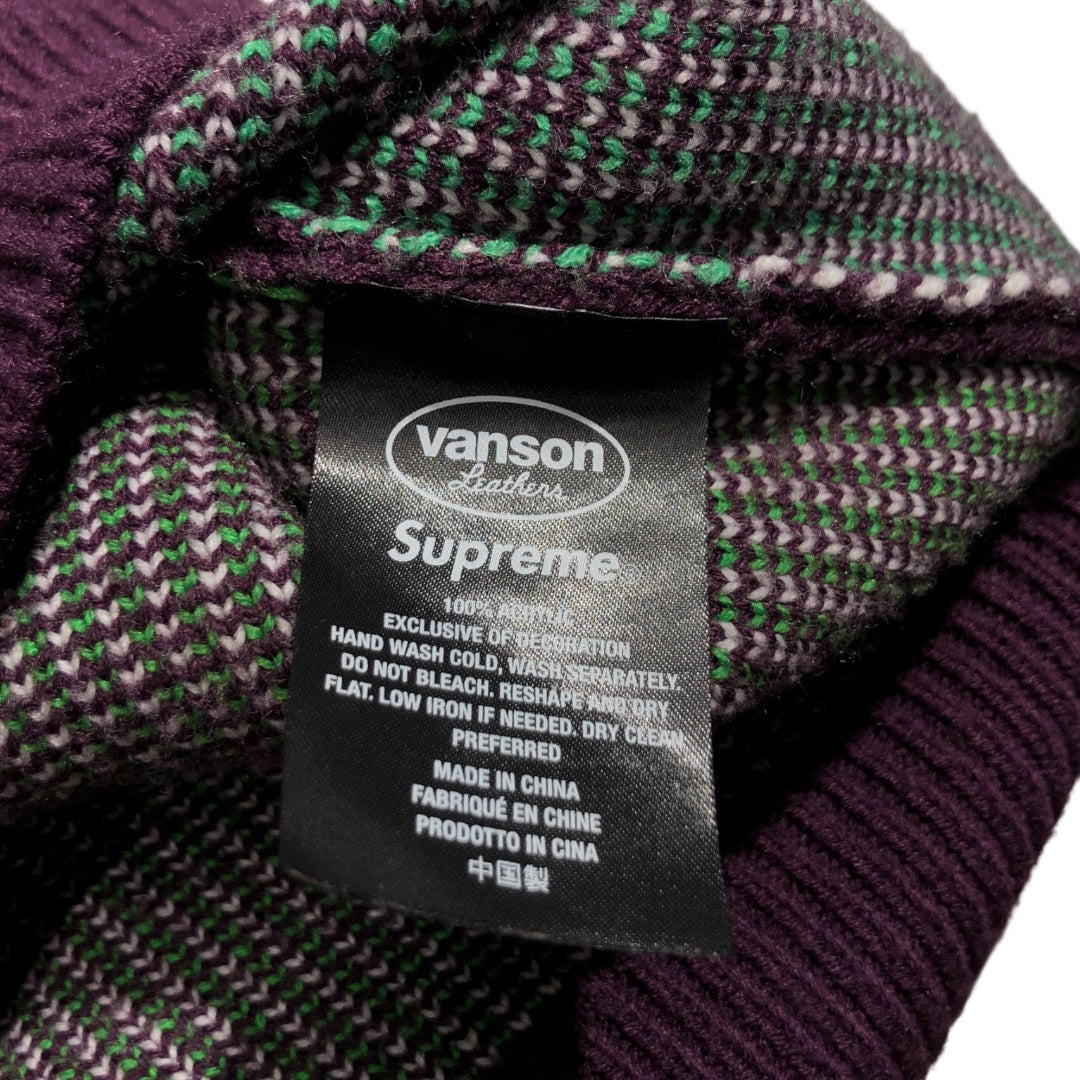 VANSON/Supreme/Heavy Sweater/XL/Cotton/PPL/KNIT GREEN VANSON LEATHER LOGO view 4