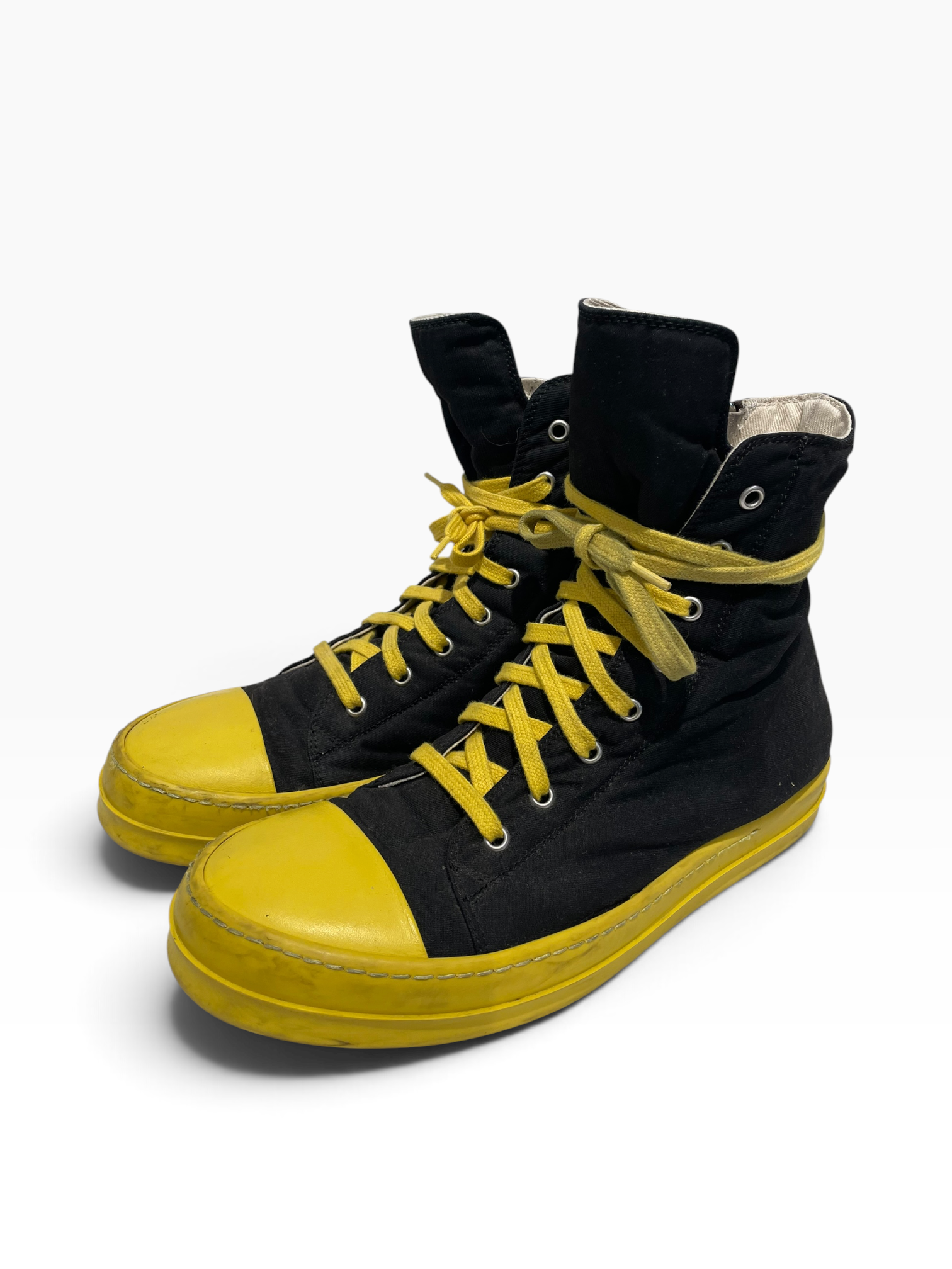 RICK OWENS DRKSHDW/Hi-Sneakers/EU 41/Cotton/BLK/Yellow Ramones view 1